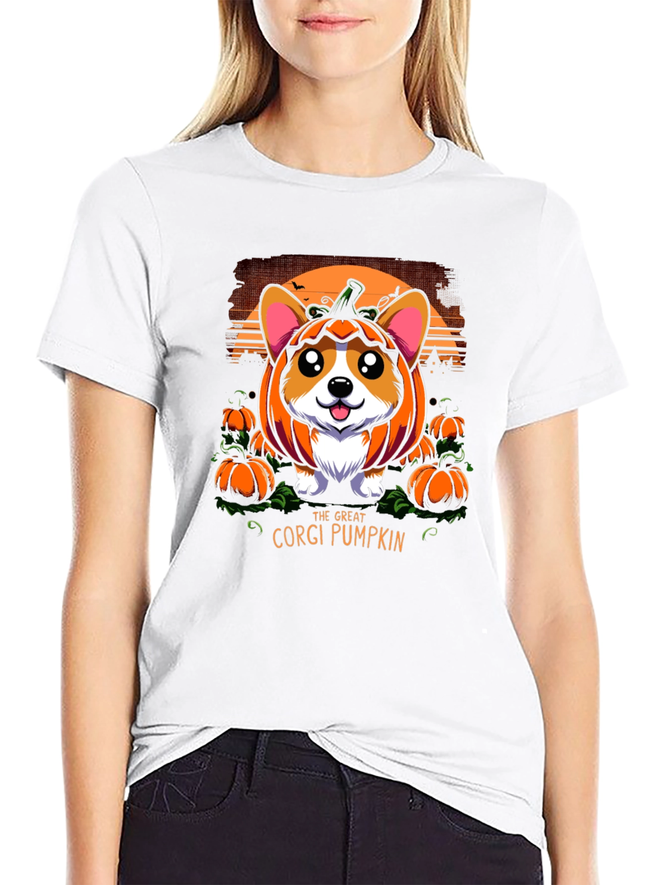 Corgi Pumpkin Halloween Graphic Tee