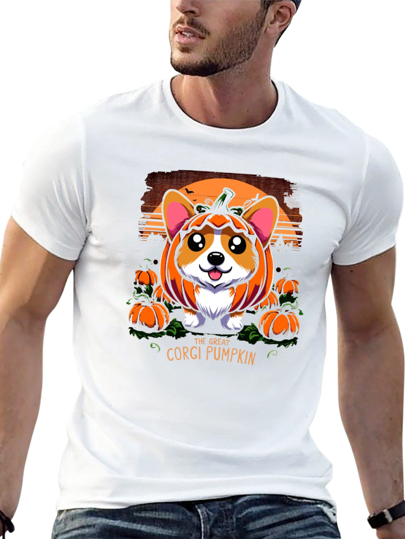 Corgi Pumpkin Halloween Graphic Tee