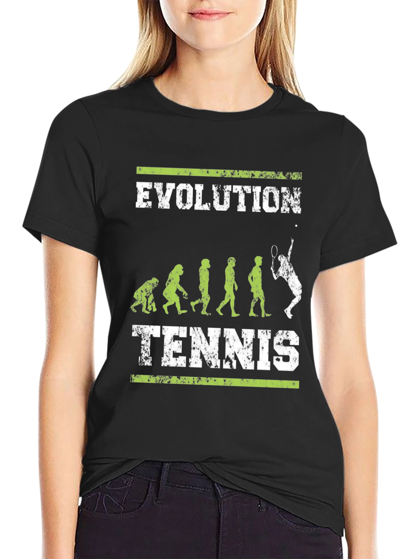Evolution of Tennis Black Graphic T-Shirt
