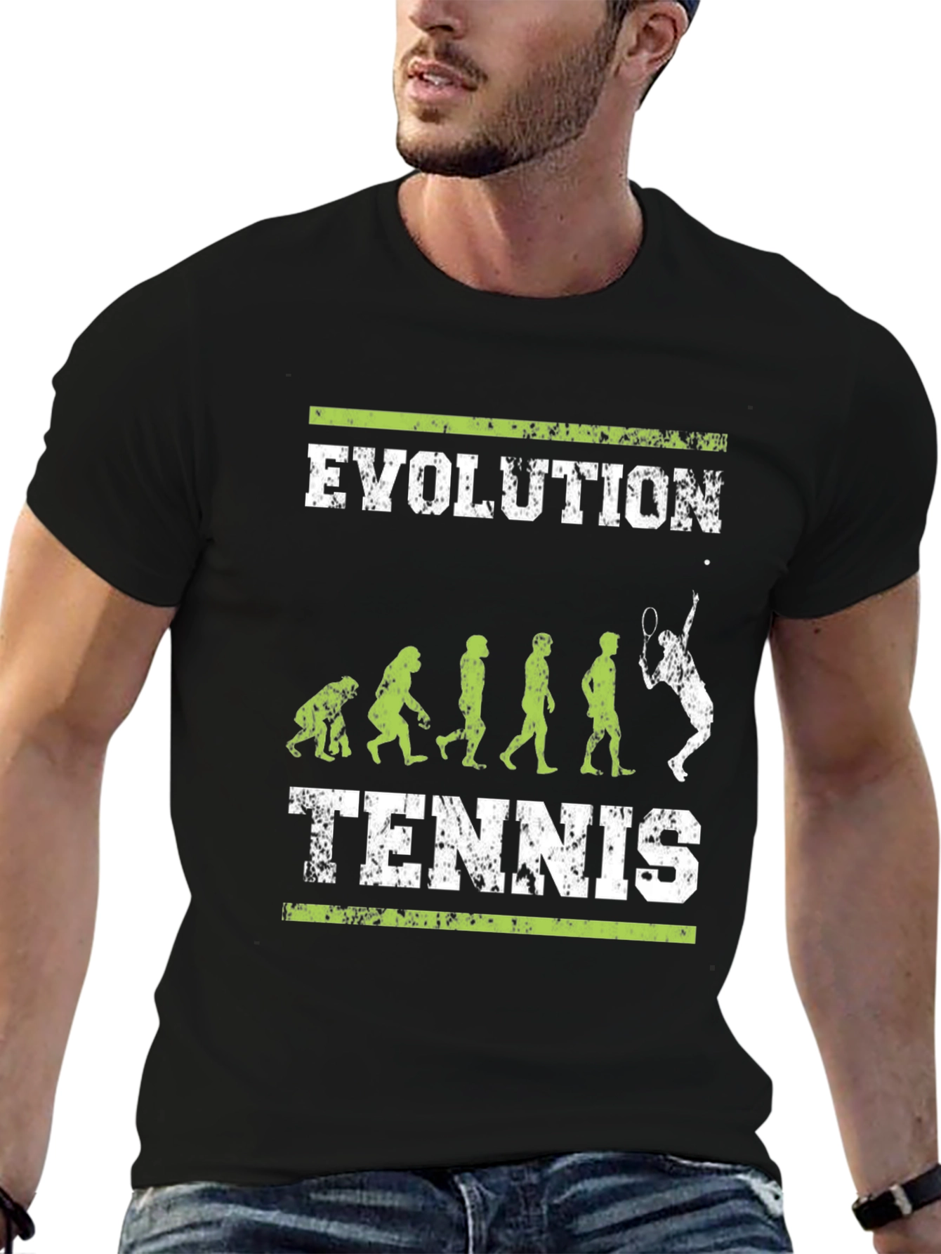 Evolution of Tennis Black Graphic T-Shirt