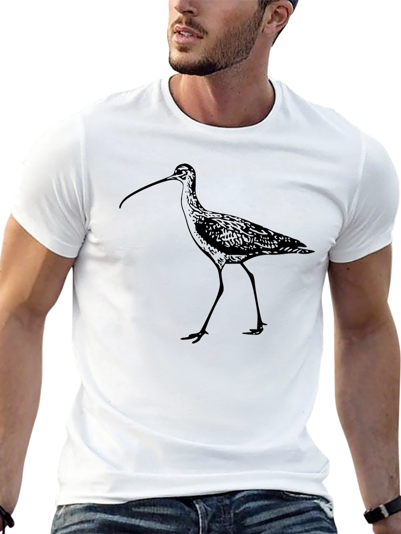 Stylish Bird Graphic Tee - Black