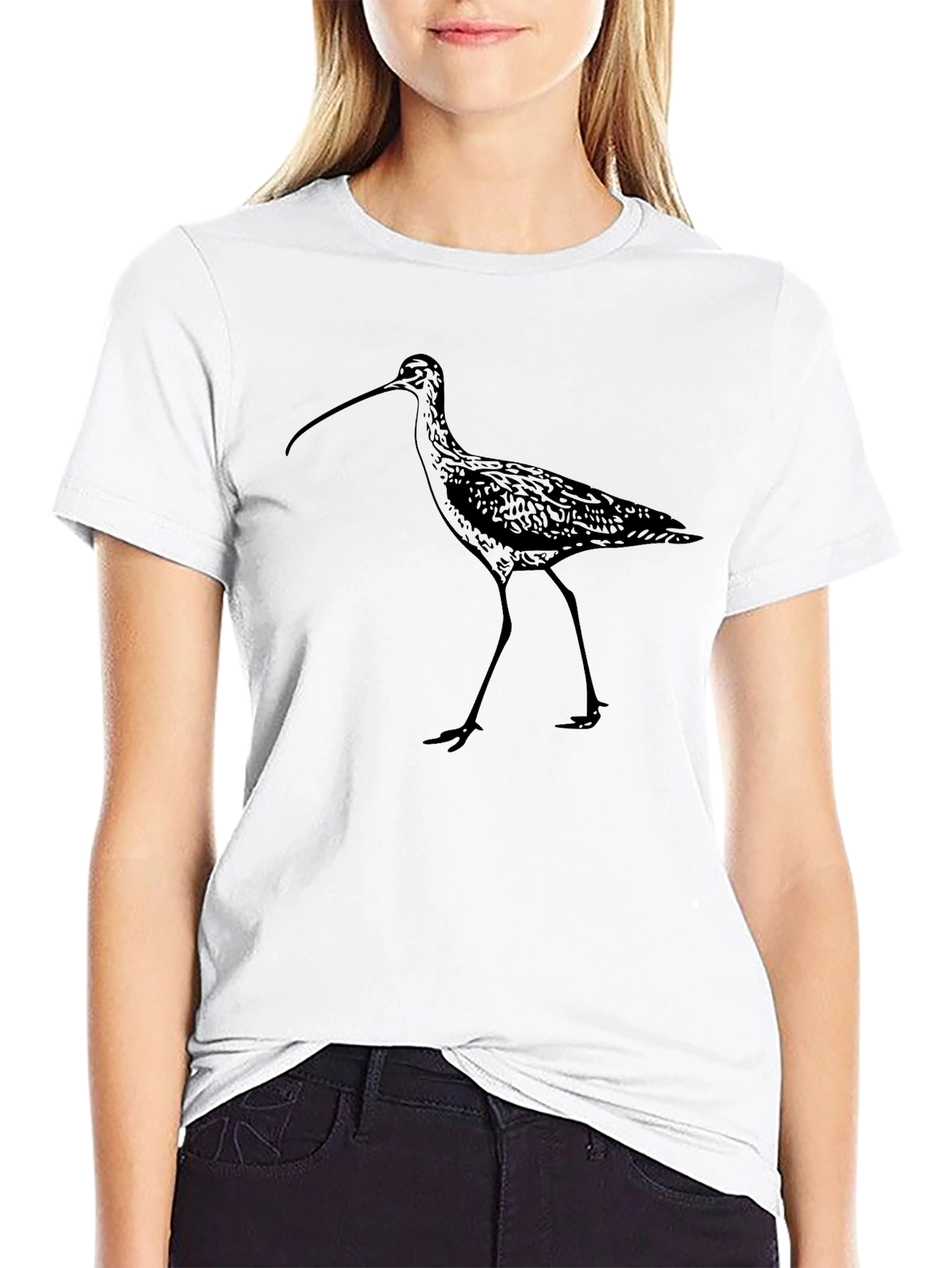 Stylish Bird Graphic Tee - Black