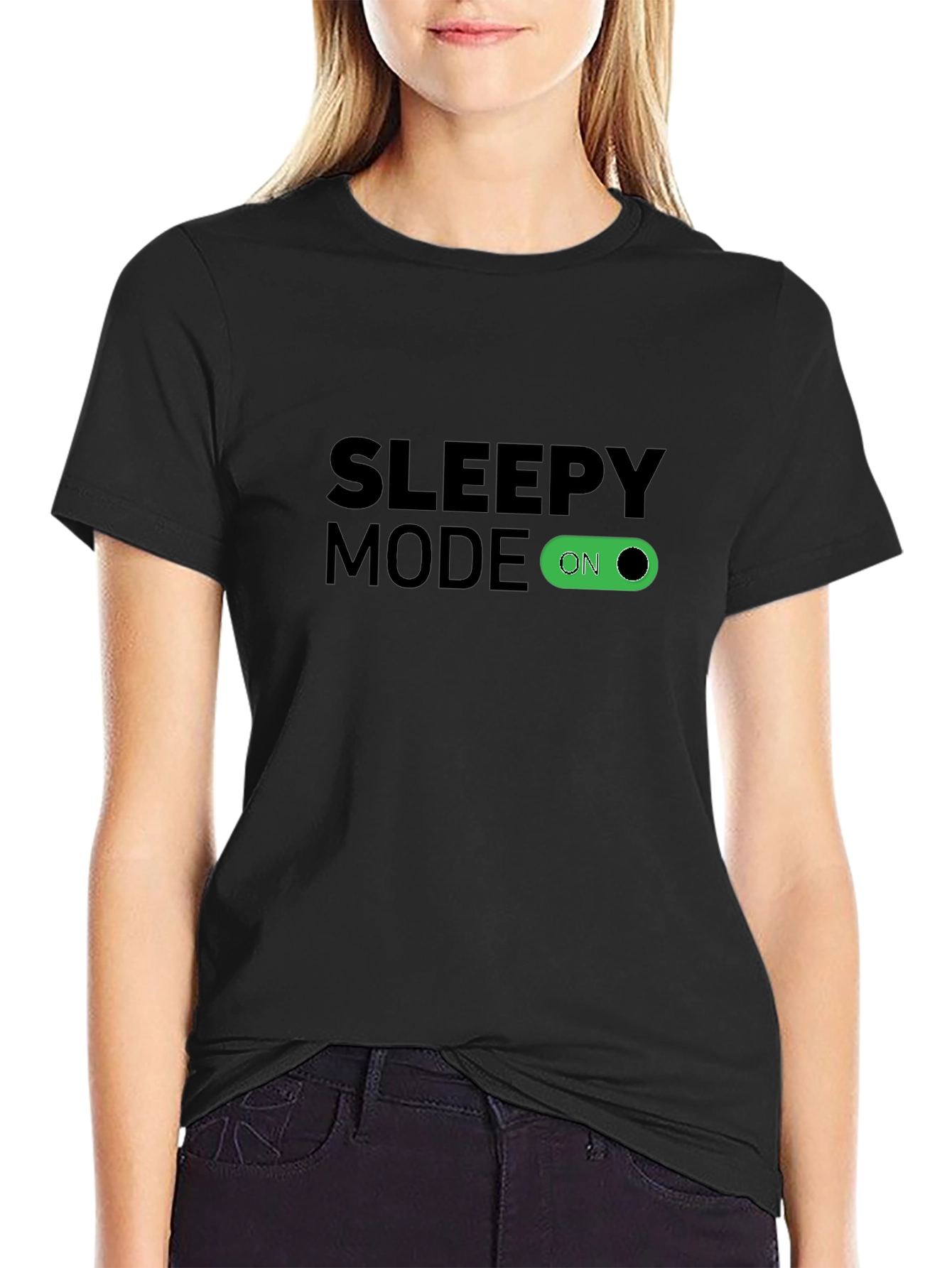 Sleepy Mode On Black T-Shirt