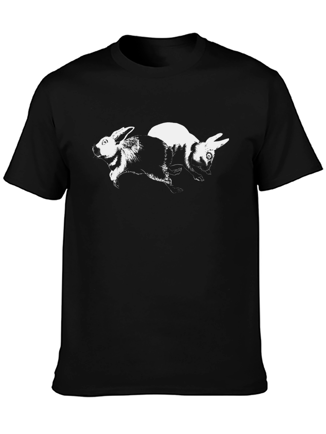Rabbit Graphic Print Black T-Shirt