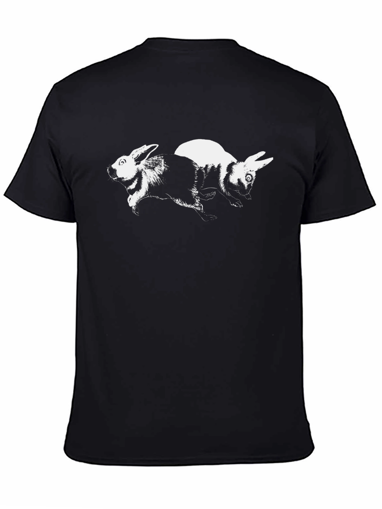 Rabbit Graphic Print Black T-Shirt
