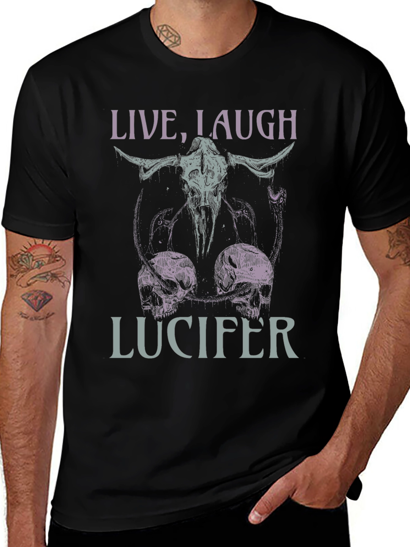 Live Laugh Lucifer Graphic Tee - Black