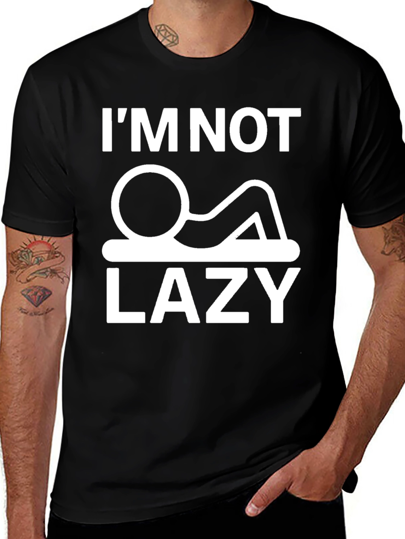 Im Not Lazy Graphic T-Shirt - Black