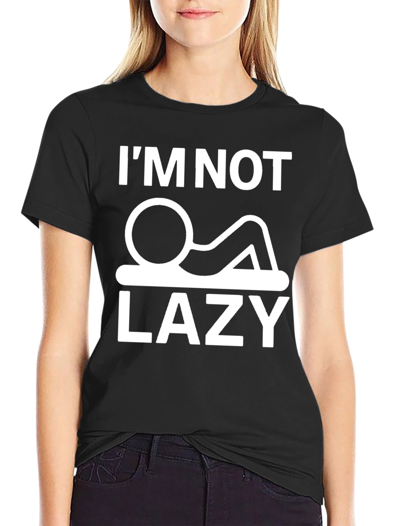 Im Not Lazy Graphic T-Shirt - Black