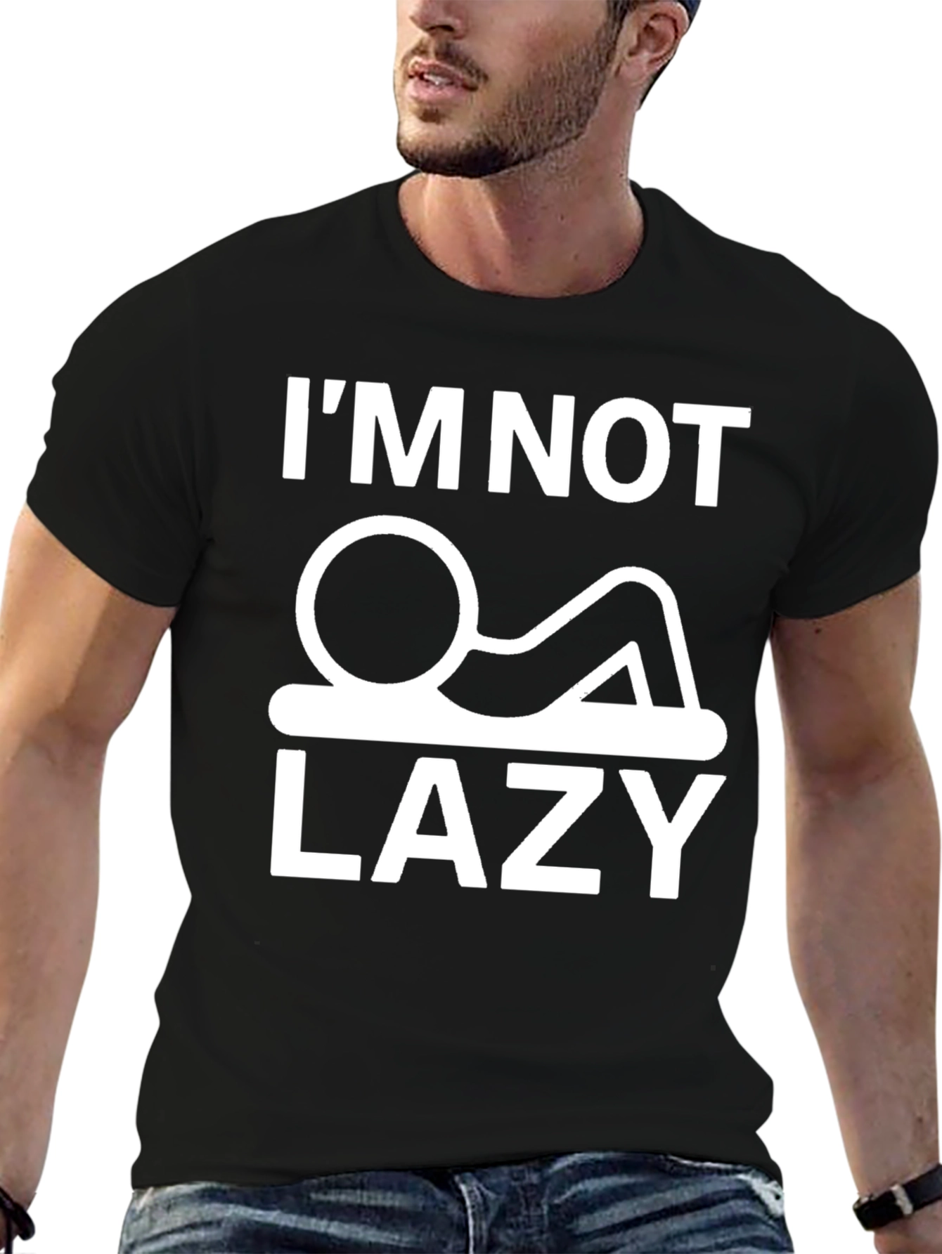 Im Not Lazy Graphic T-Shirt - Black