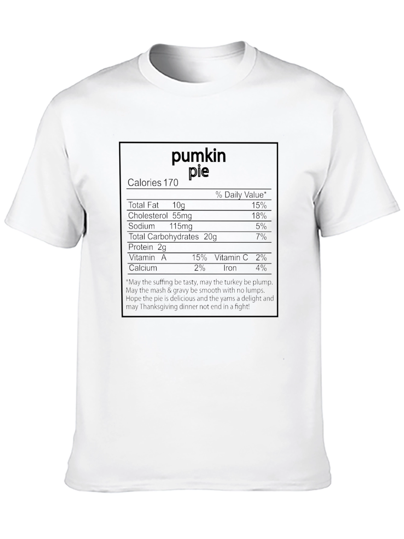 Pumpkin Pie Nutrition Facts Graphic T-Shirt
