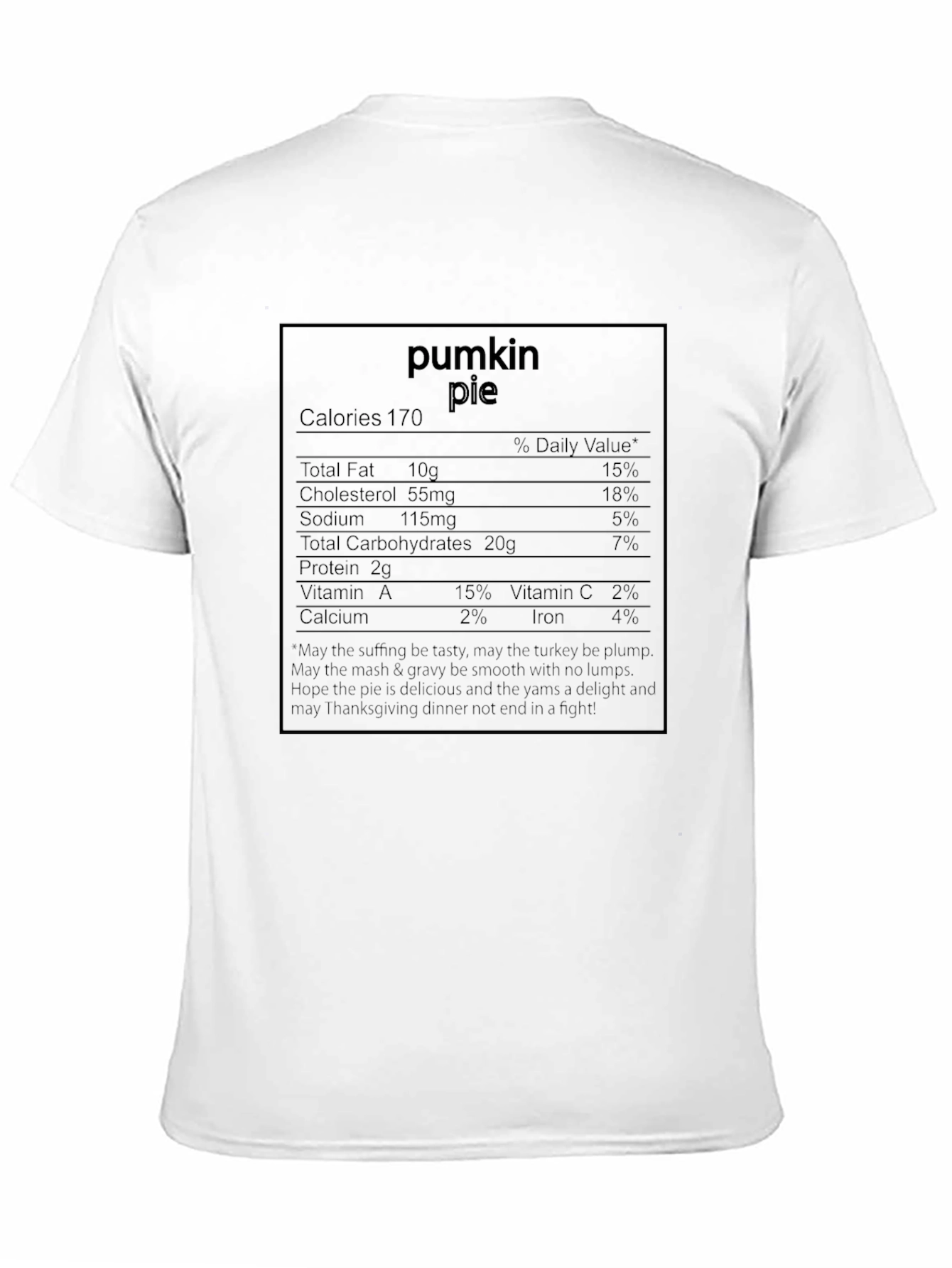 Pumpkin Pie Nutrition Facts Graphic T-Shirt