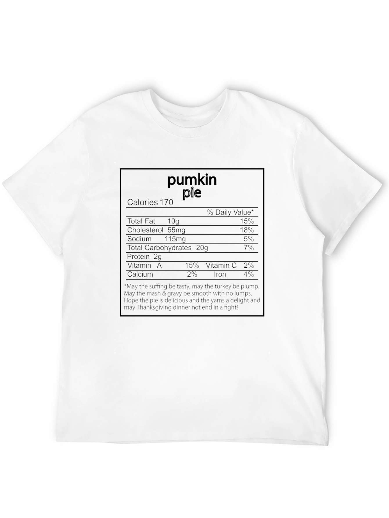 Pumpkin Pie Nutrition Facts Graphic T-Shirt