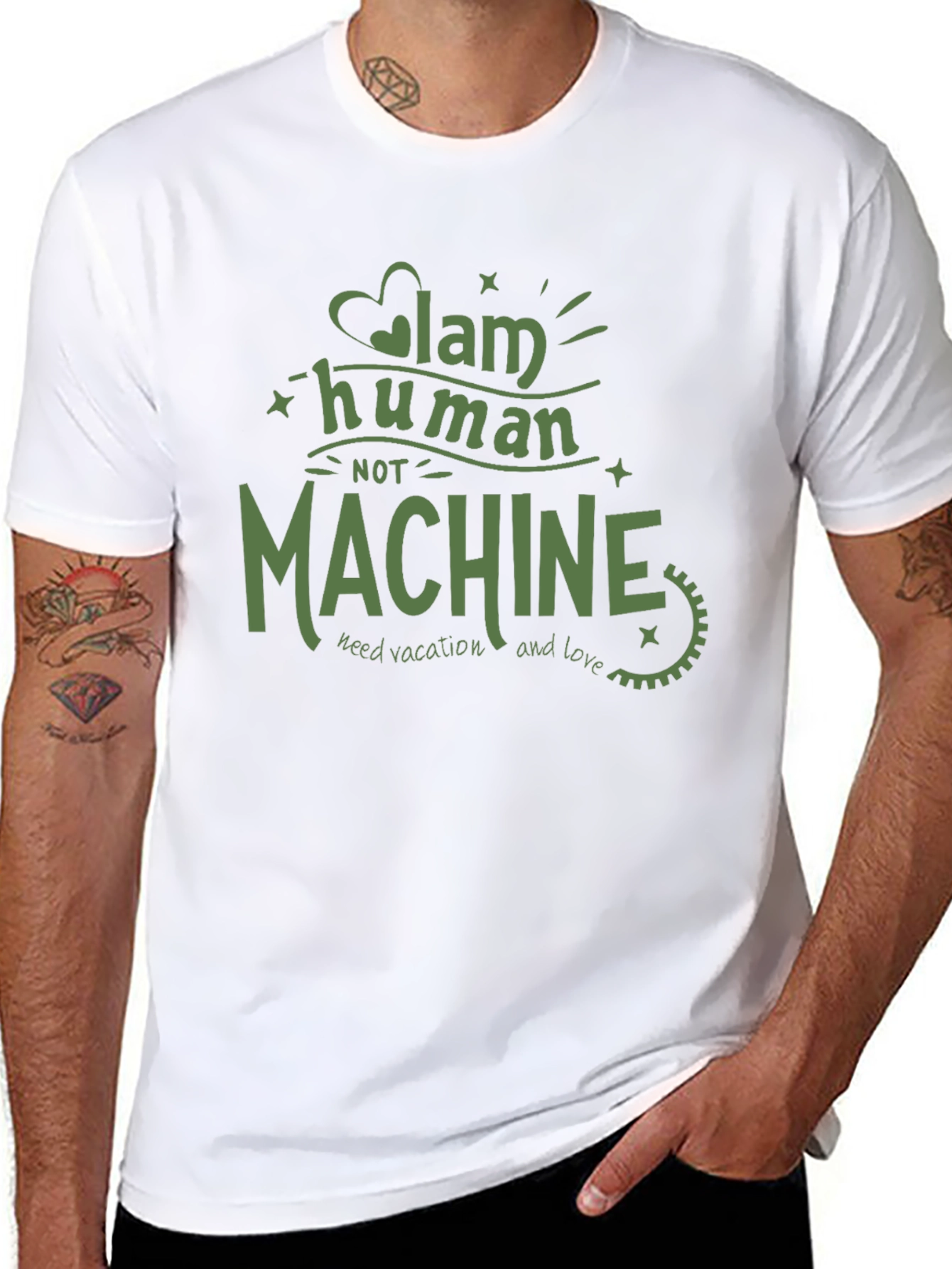 I Am Human Not Machine Graphic T-Shirt