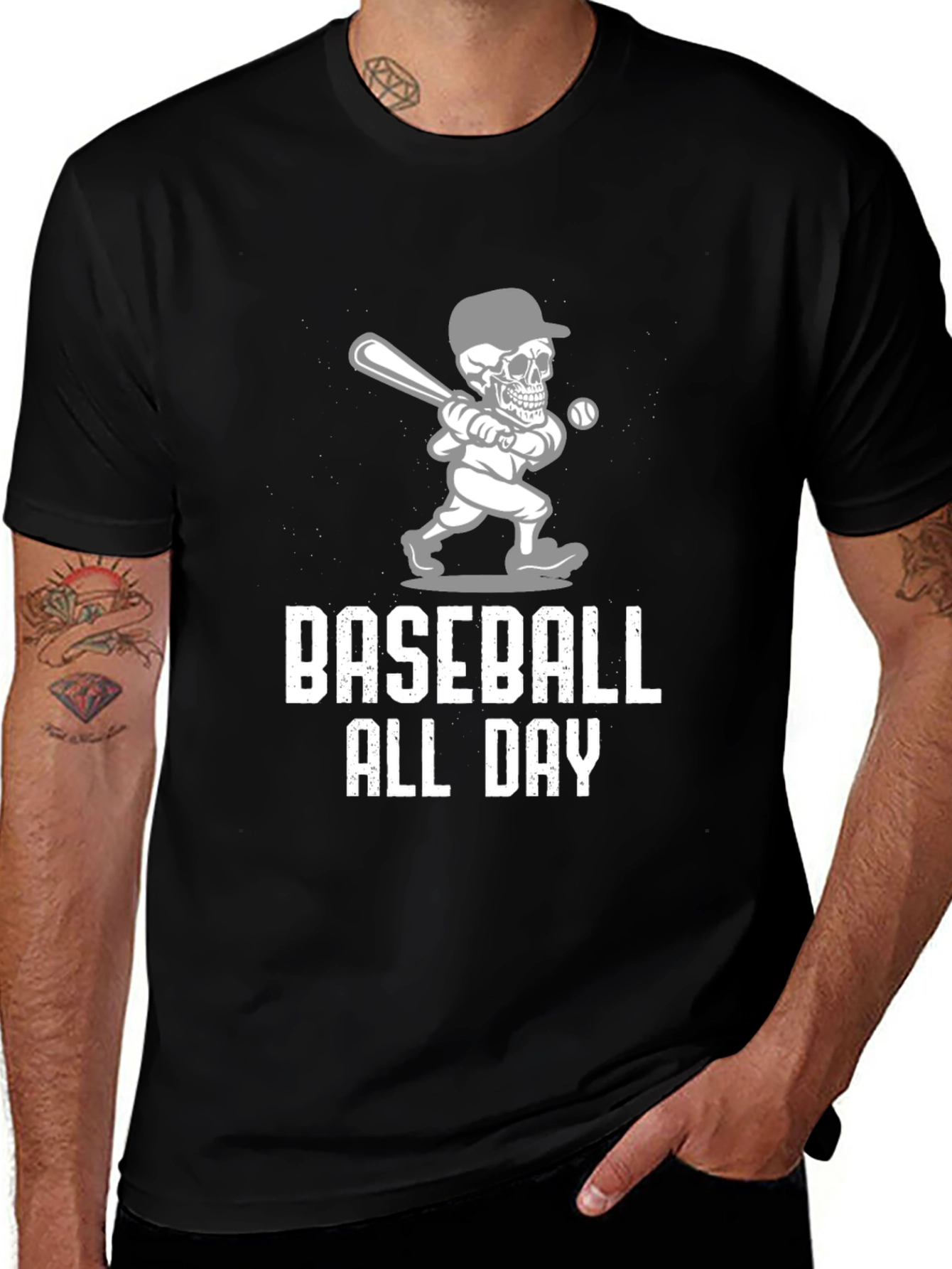 Baseball All Day Graphic Tee - Mens Black T-Shirt