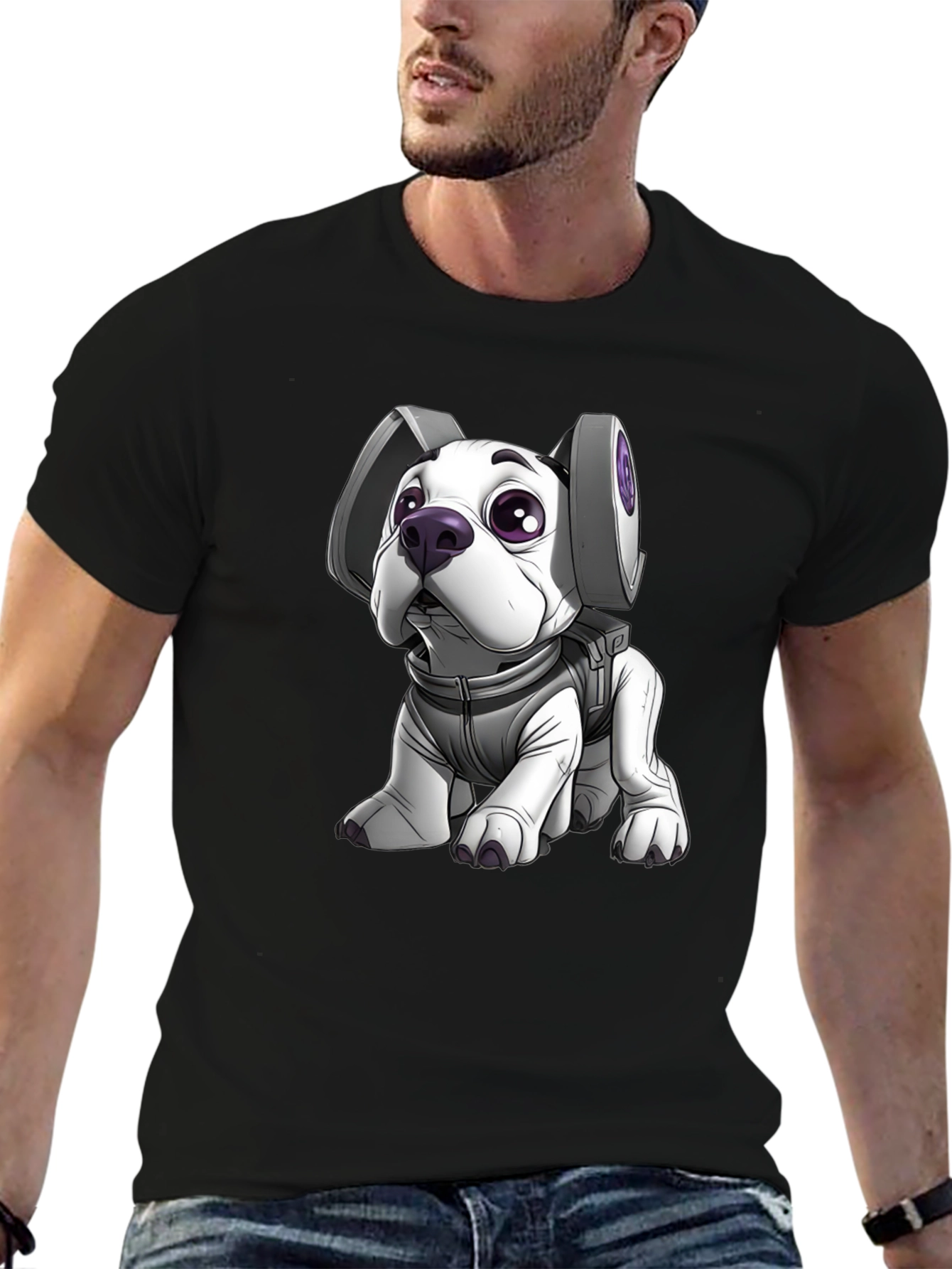 Astronaut Dog Graphic Tee - Black T-Shirt