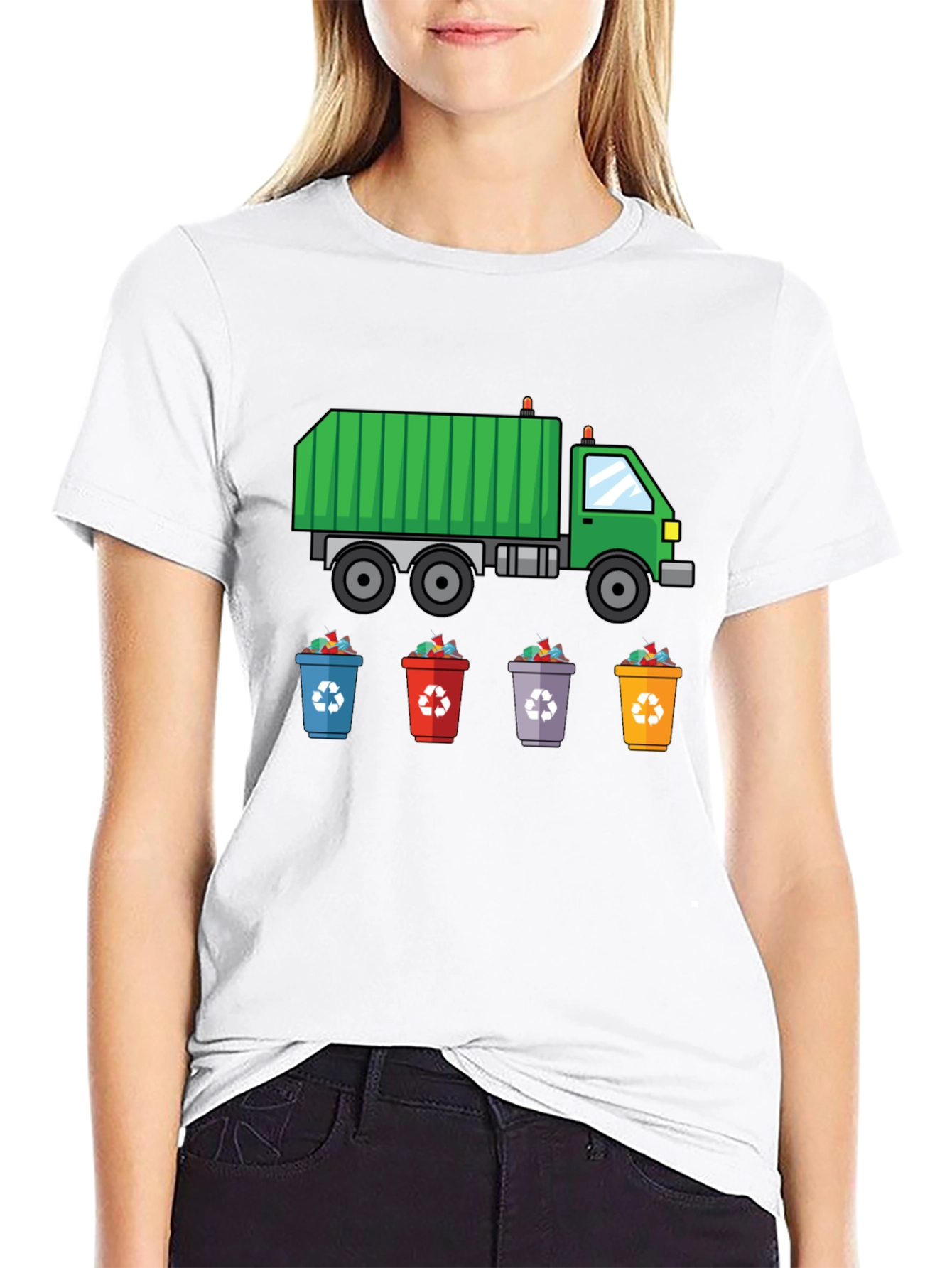 Garbage Truck & Recycling Bins Graphic T-Shirt