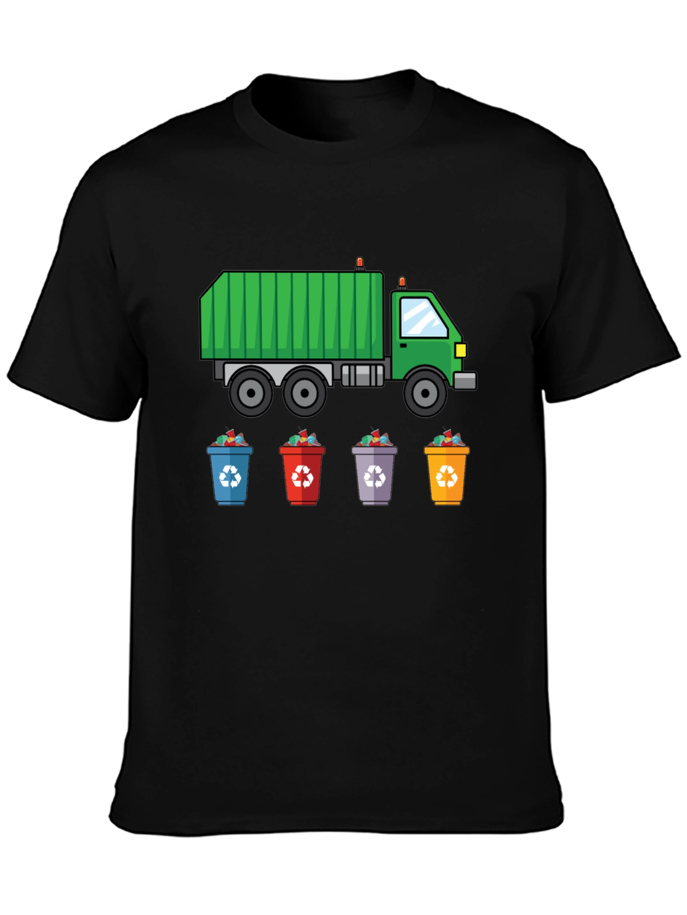 Garbage Truck & Recycling Bins Graphic T-Shirt