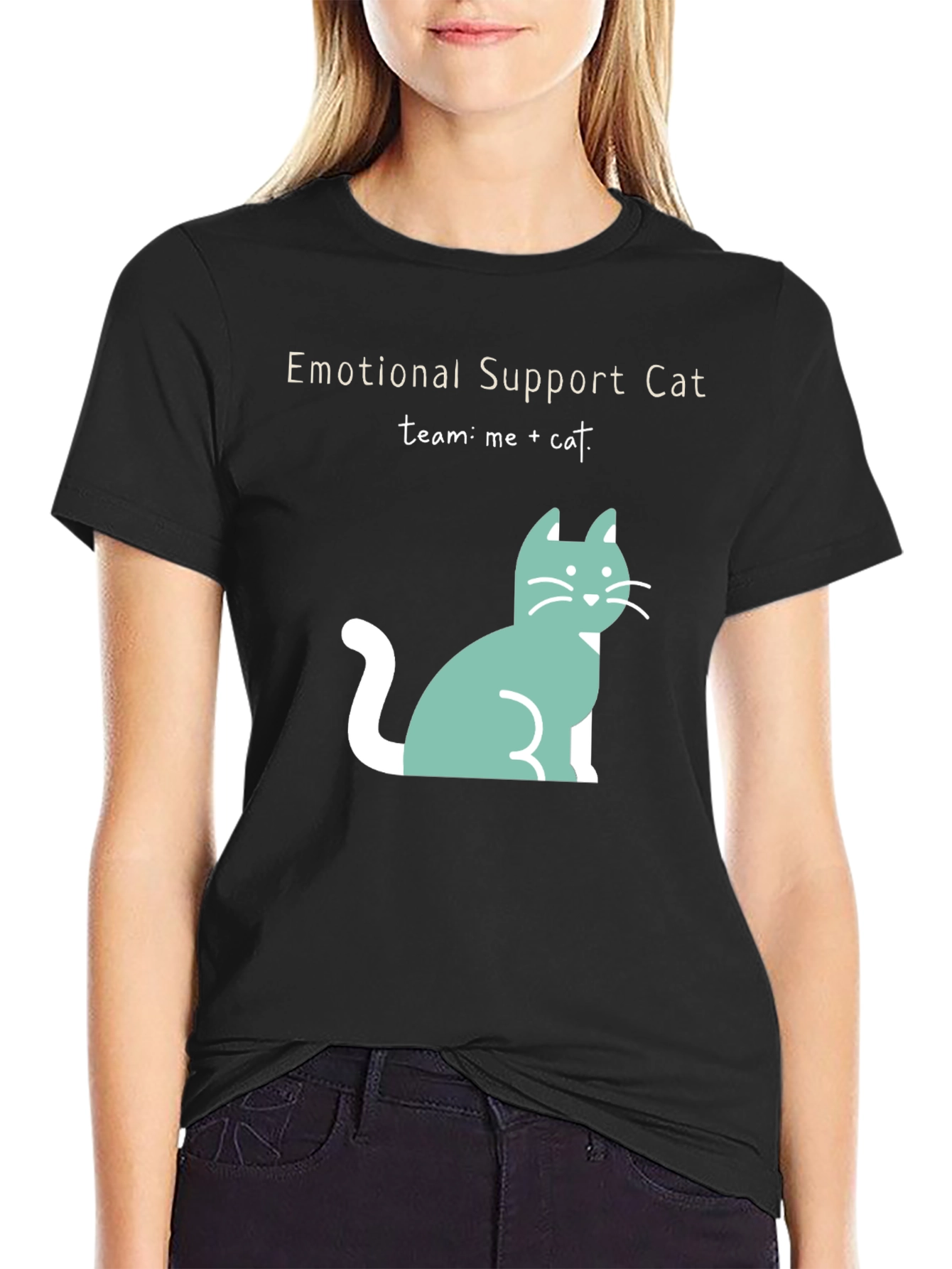 Emotional Support Cat T-Shirt: Me + Cat Team