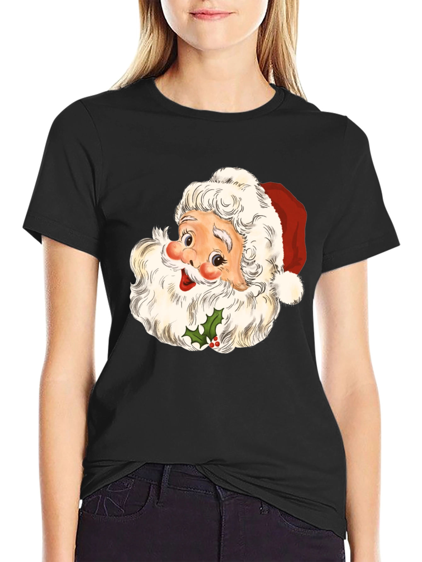 Santa Graphic Tee - Holiday Cheer T-Shirt