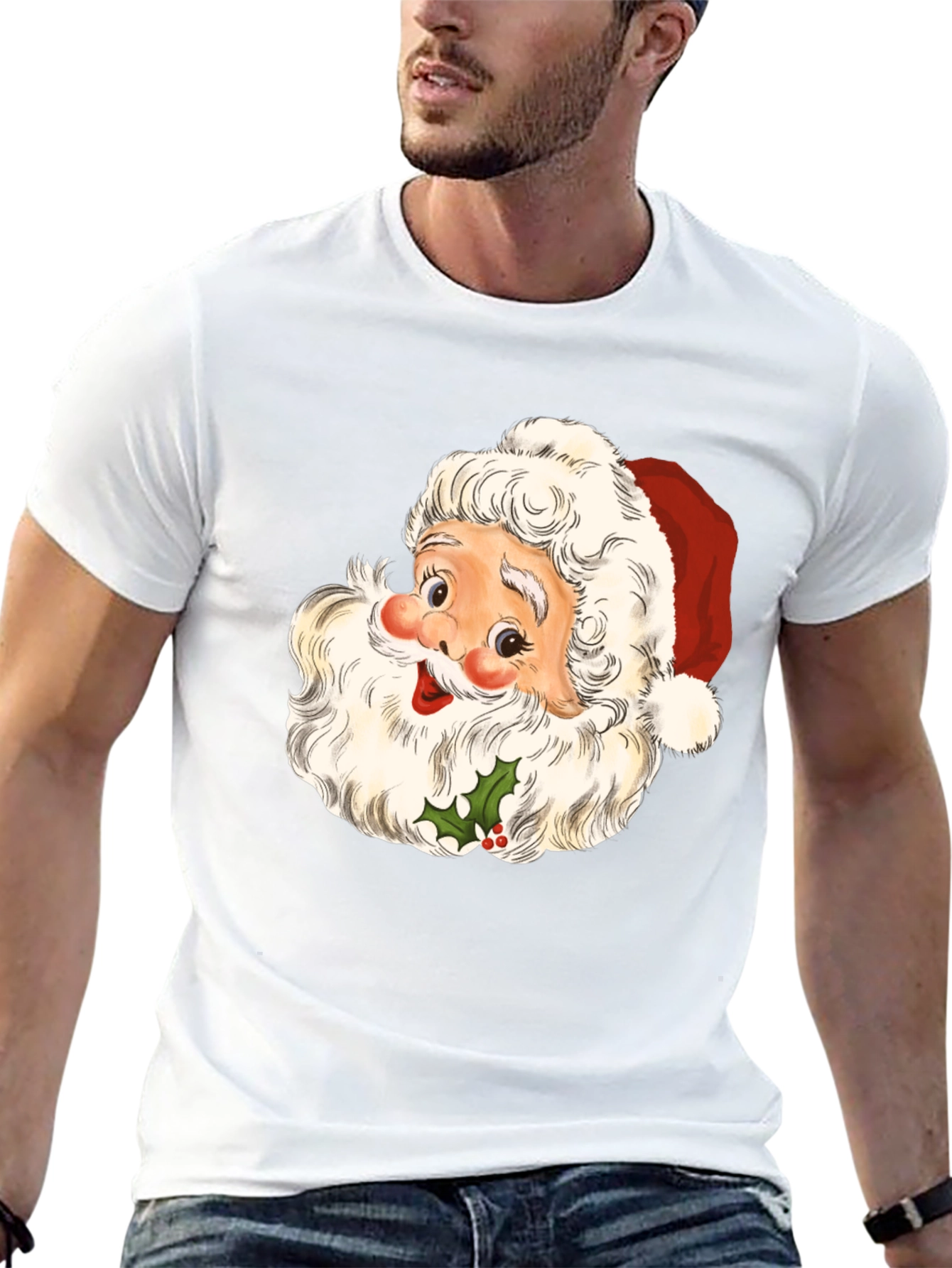 Santa Graphic Tee - Holiday Cheer T-Shirt