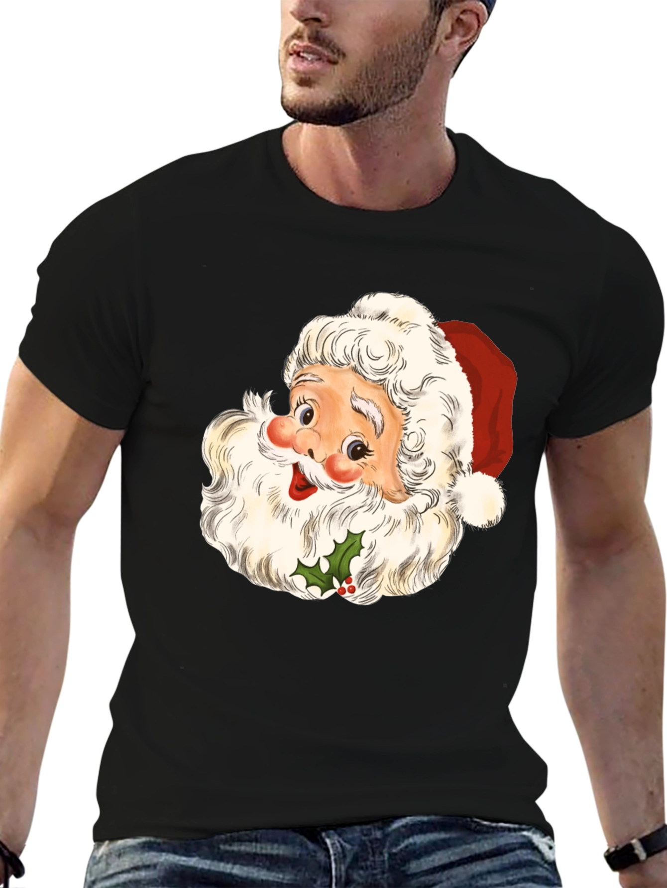 Santa Graphic Tee - Holiday Cheer T-Shirt