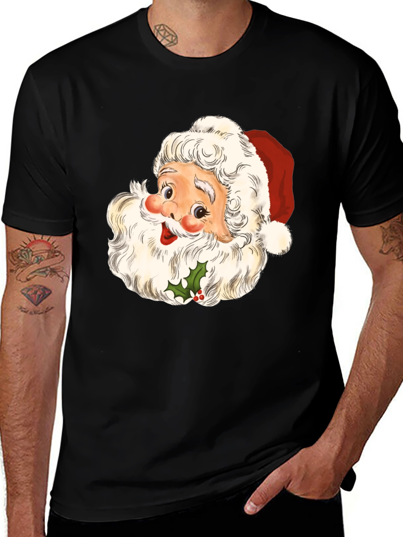 Santa Graphic Tee - Holiday Cheer T-Shirt