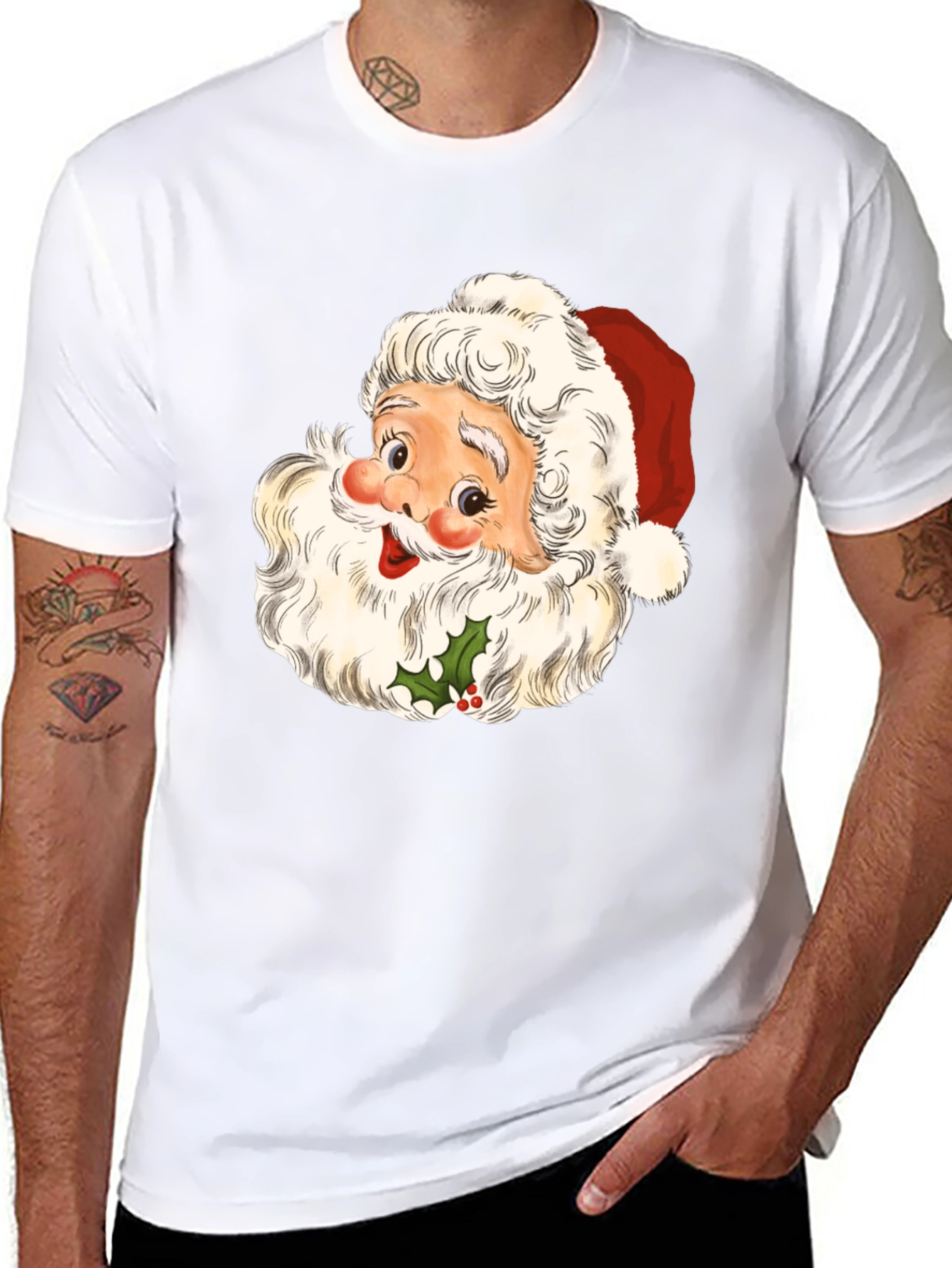 Santa Graphic Tee - Holiday Cheer T-Shirt