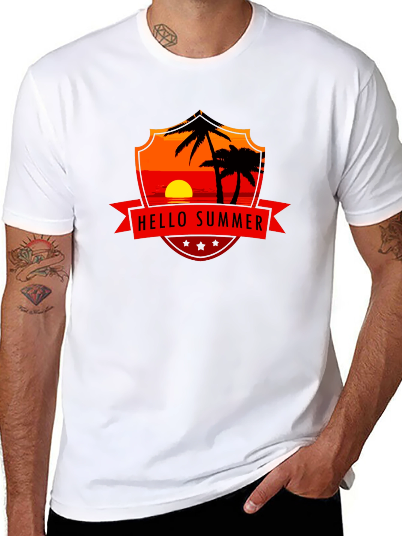 Hello Summer Graphic Tee - Black Cotton T-Shirt