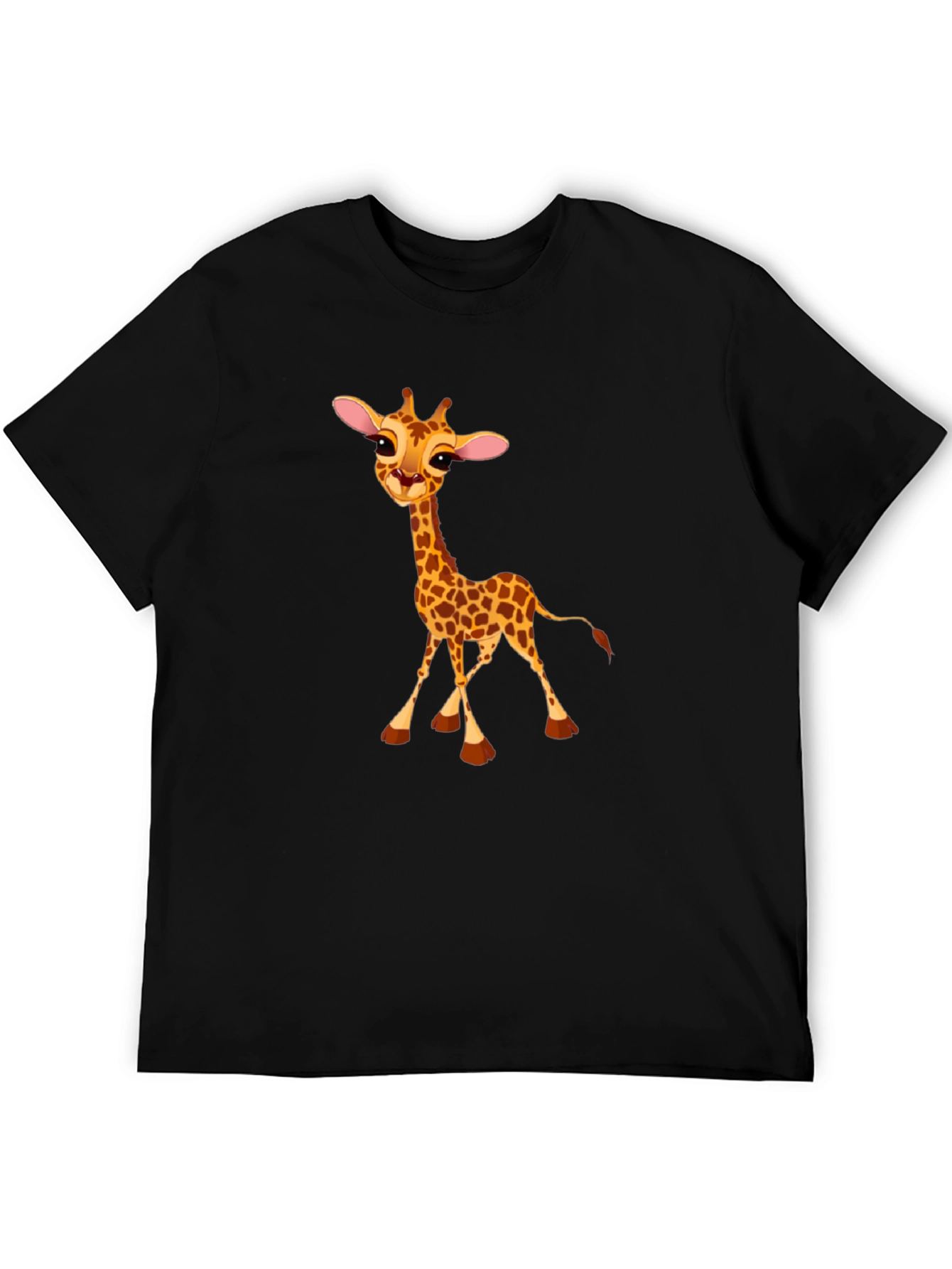 Cute Giraffe Print Black T-Shirt
