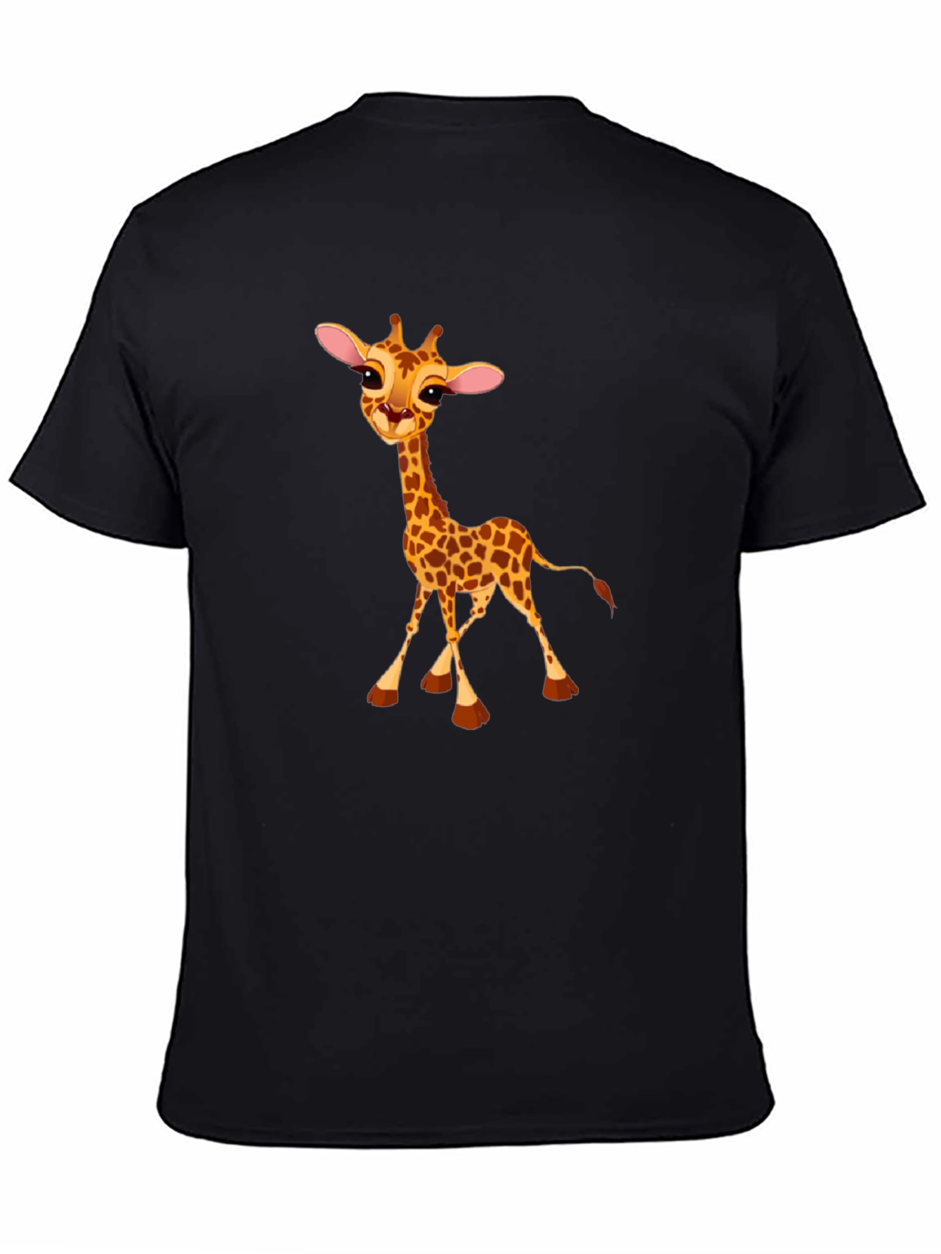 Cute Giraffe Print Black T-Shirt
