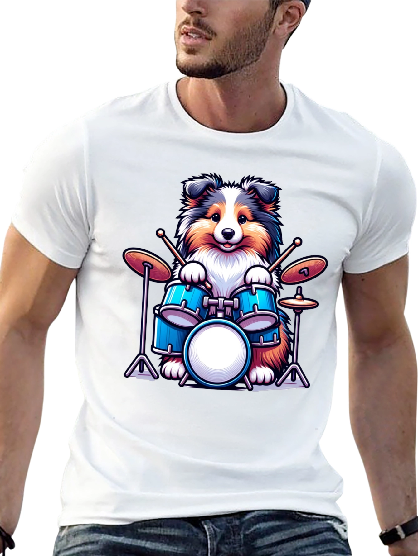 Dog Drummer T-Shirt: Cute Canine Music Lover