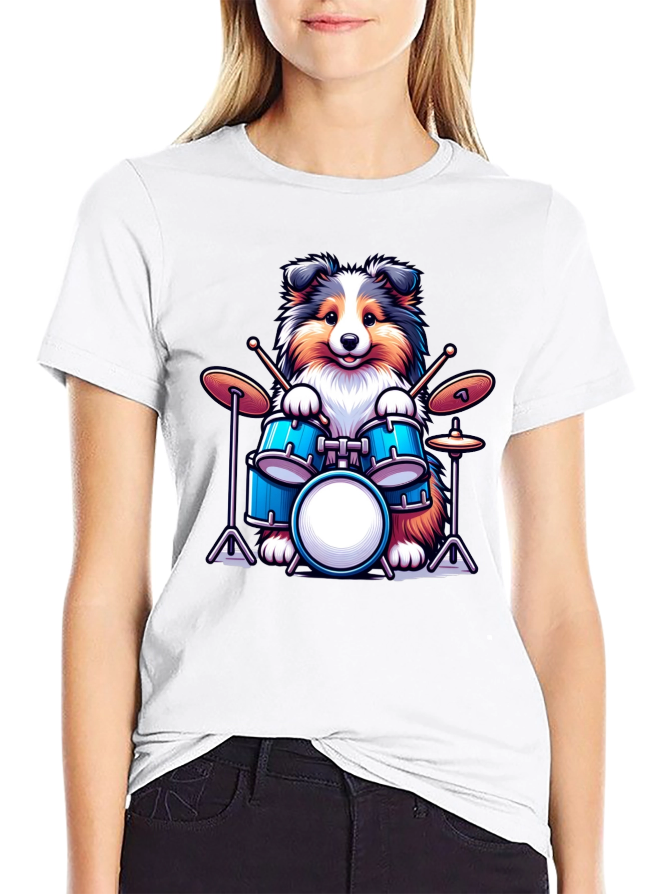 Dog Drummer T-Shirt: Cute Canine Music Lover