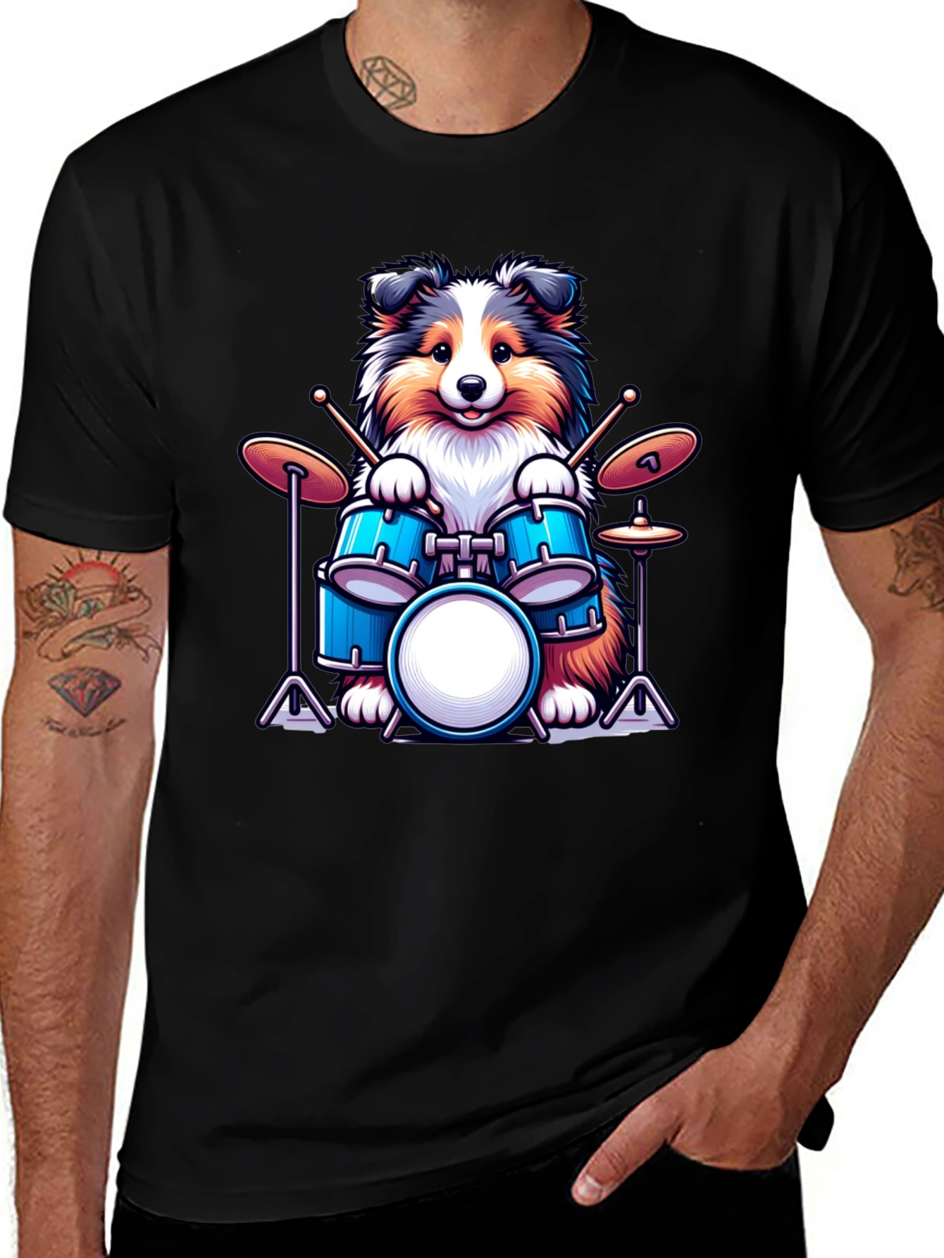 Dog Drummer T-Shirt: Cute Canine Music Lover