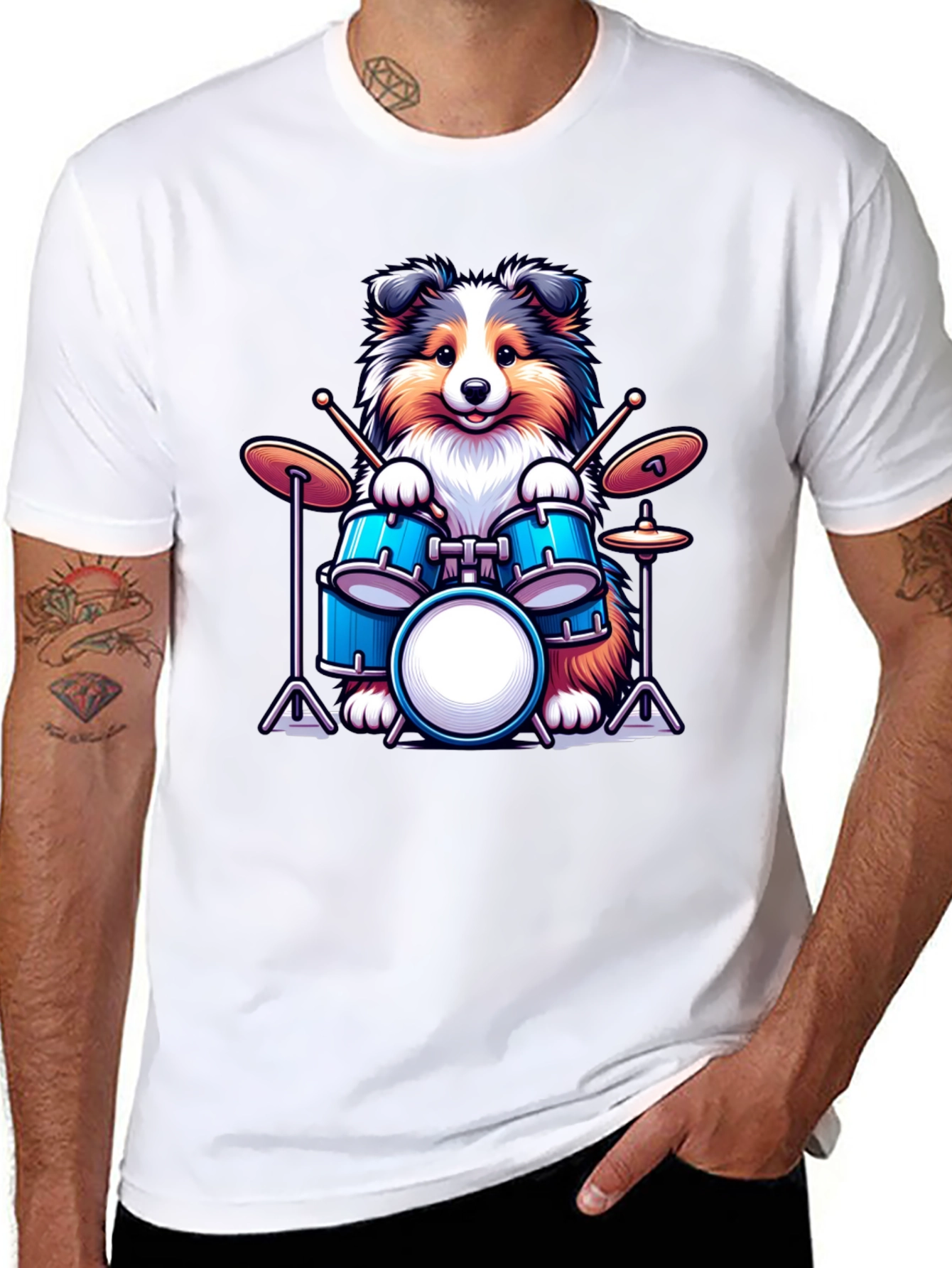 Dog Drummer T-Shirt: Cute Canine Music Lover
