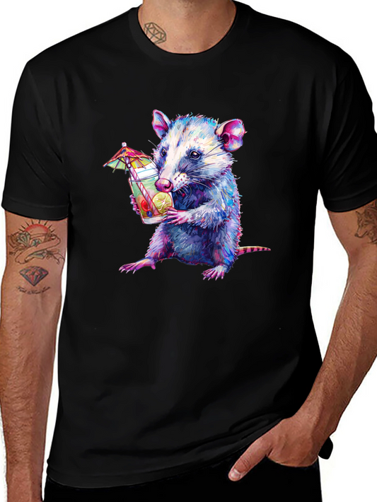 Opossum Cocktail T-Shirt - Funny Animal Graphic Tee
