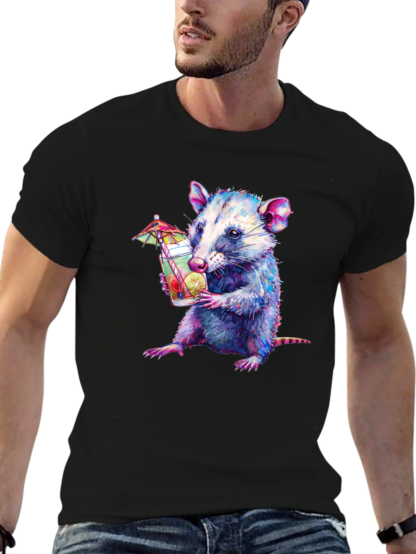 Opossum Cocktail T-Shirt - Funny Animal Graphic Tee