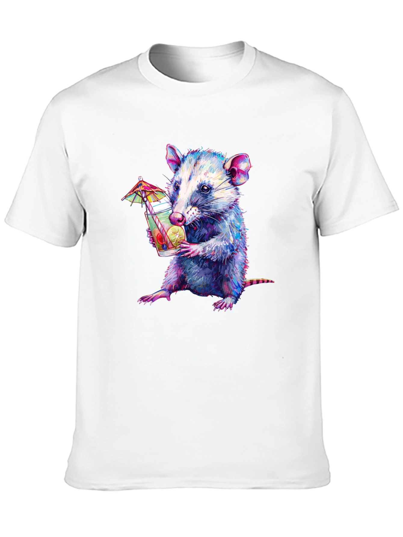 Opossum Cocktail T-Shirt - Funny Animal Graphic Tee