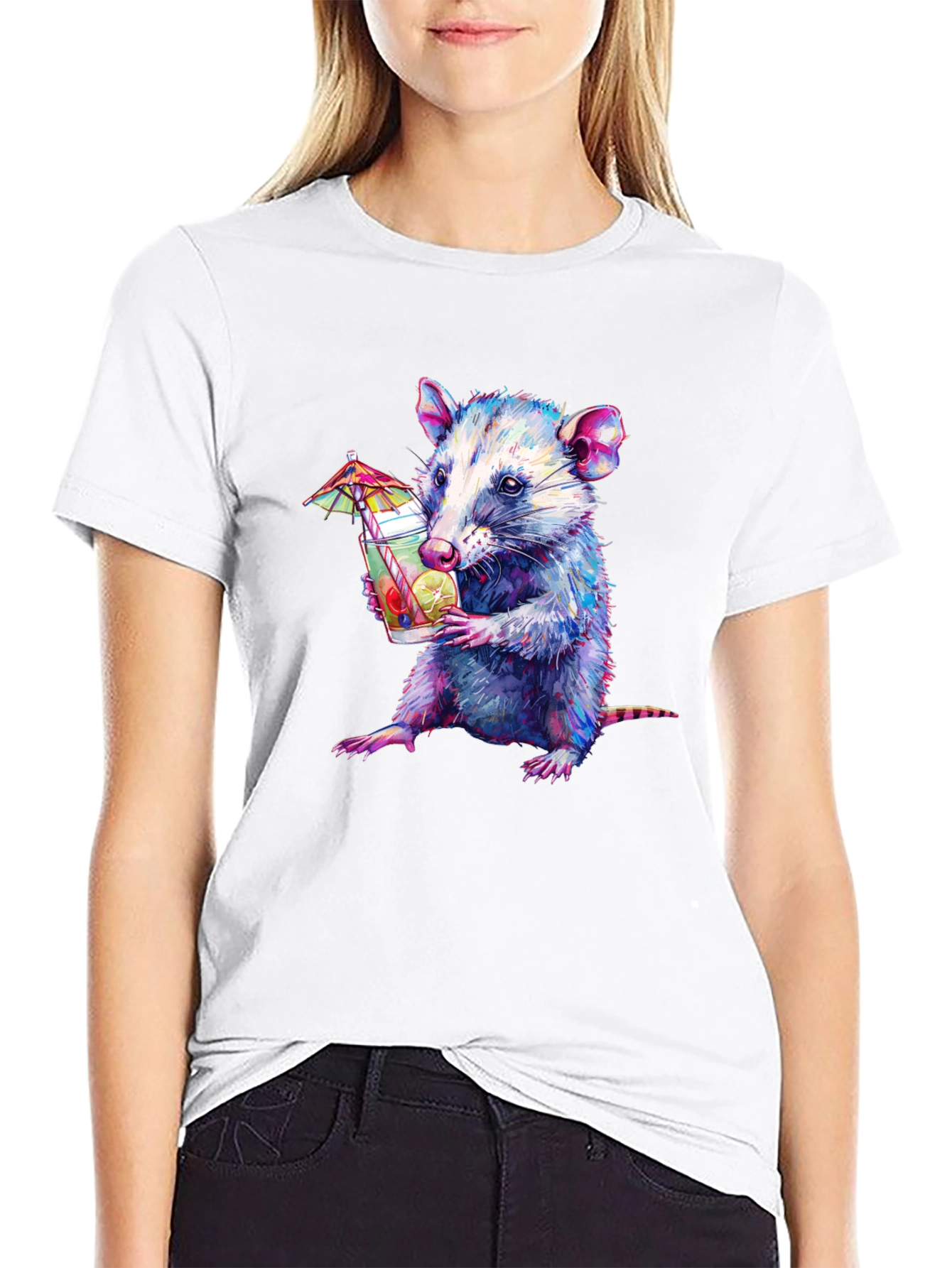 Opossum Cocktail T-Shirt - Funny Animal Graphic Tee