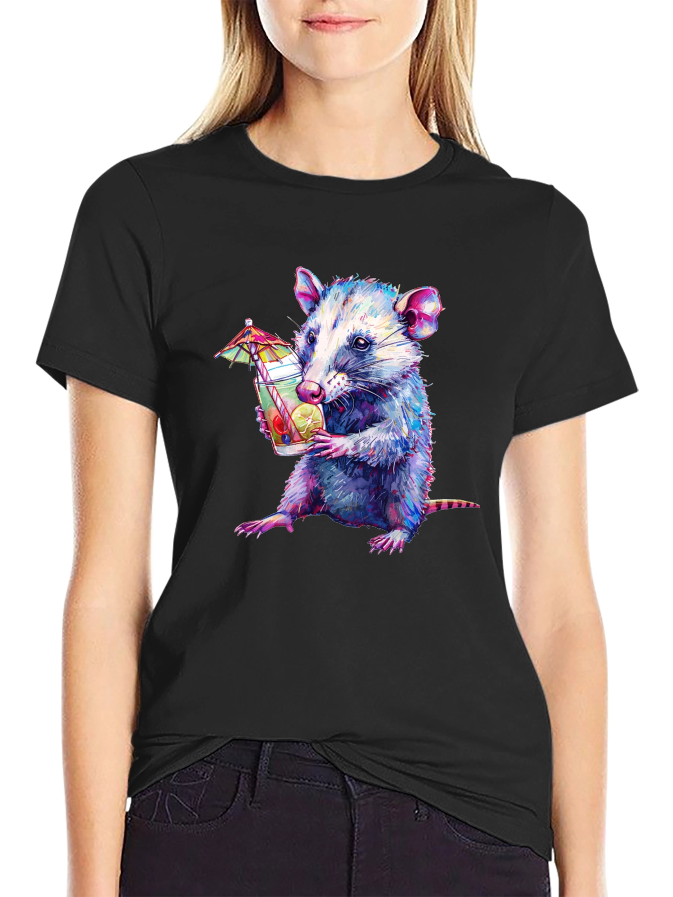 Opossum Cocktail T-Shirt - Funny Animal Graphic Tee