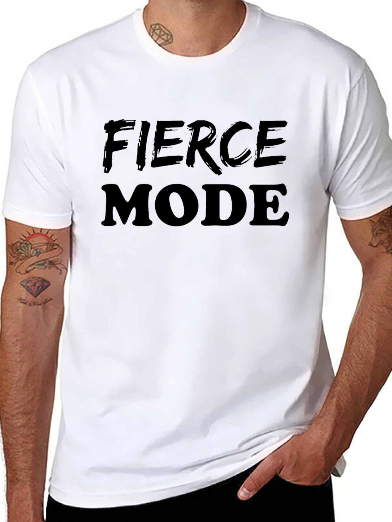 Fierce Mode Black Graphic Tee - Bold Statement Shirt