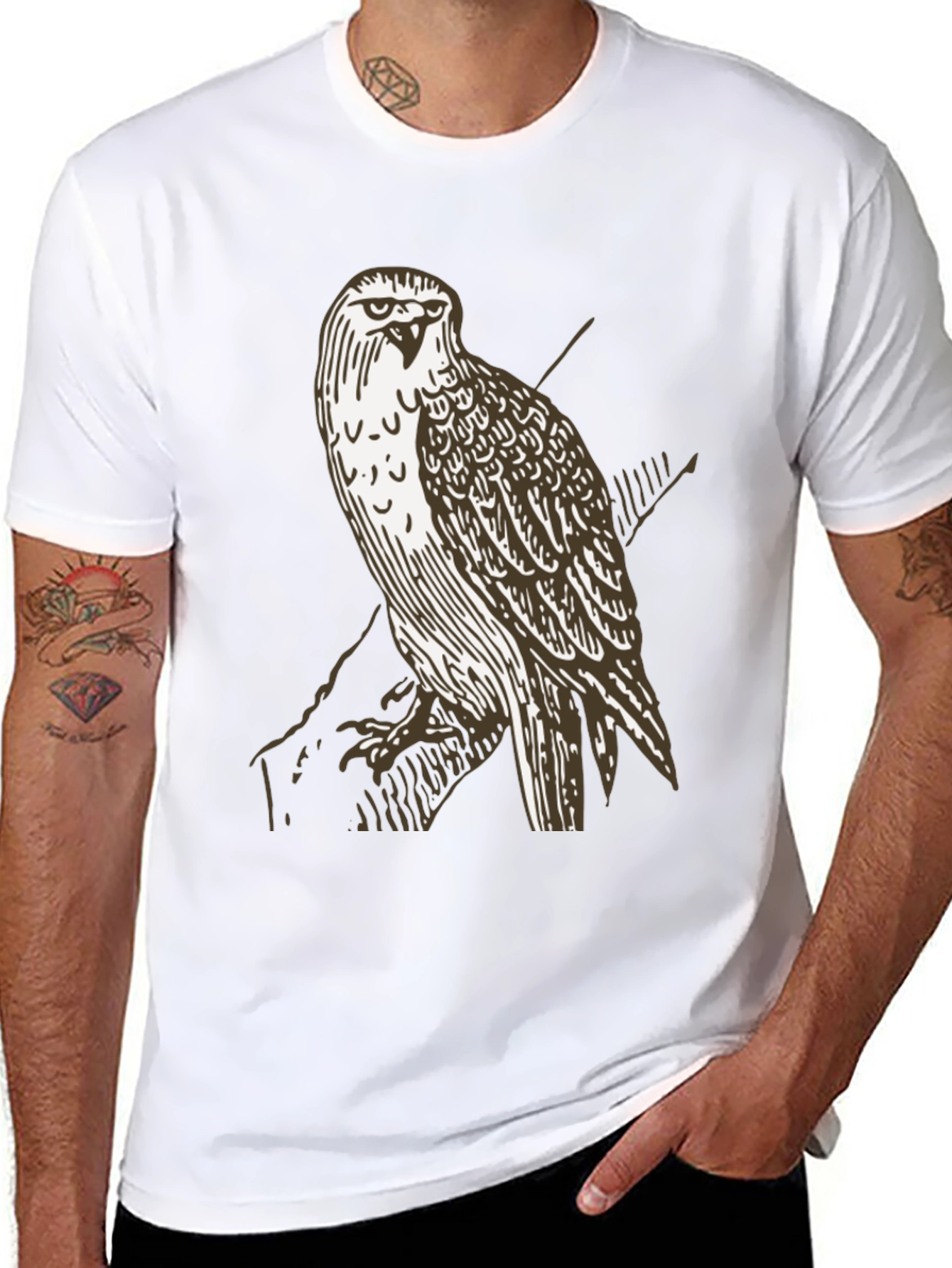 Hawk Graphic T-Shirt - Black Crew Neck Tee