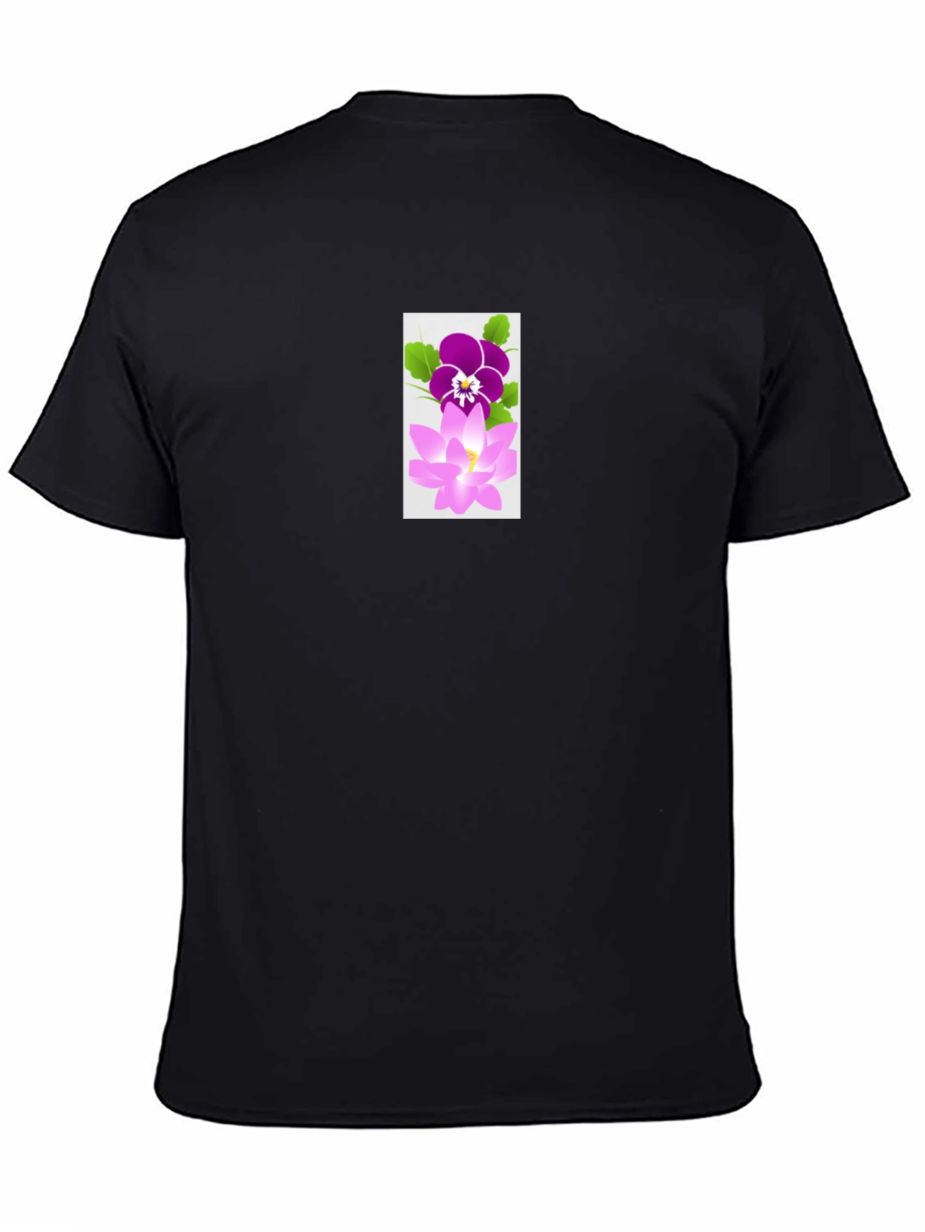 Black T-Shirt with Flower Design