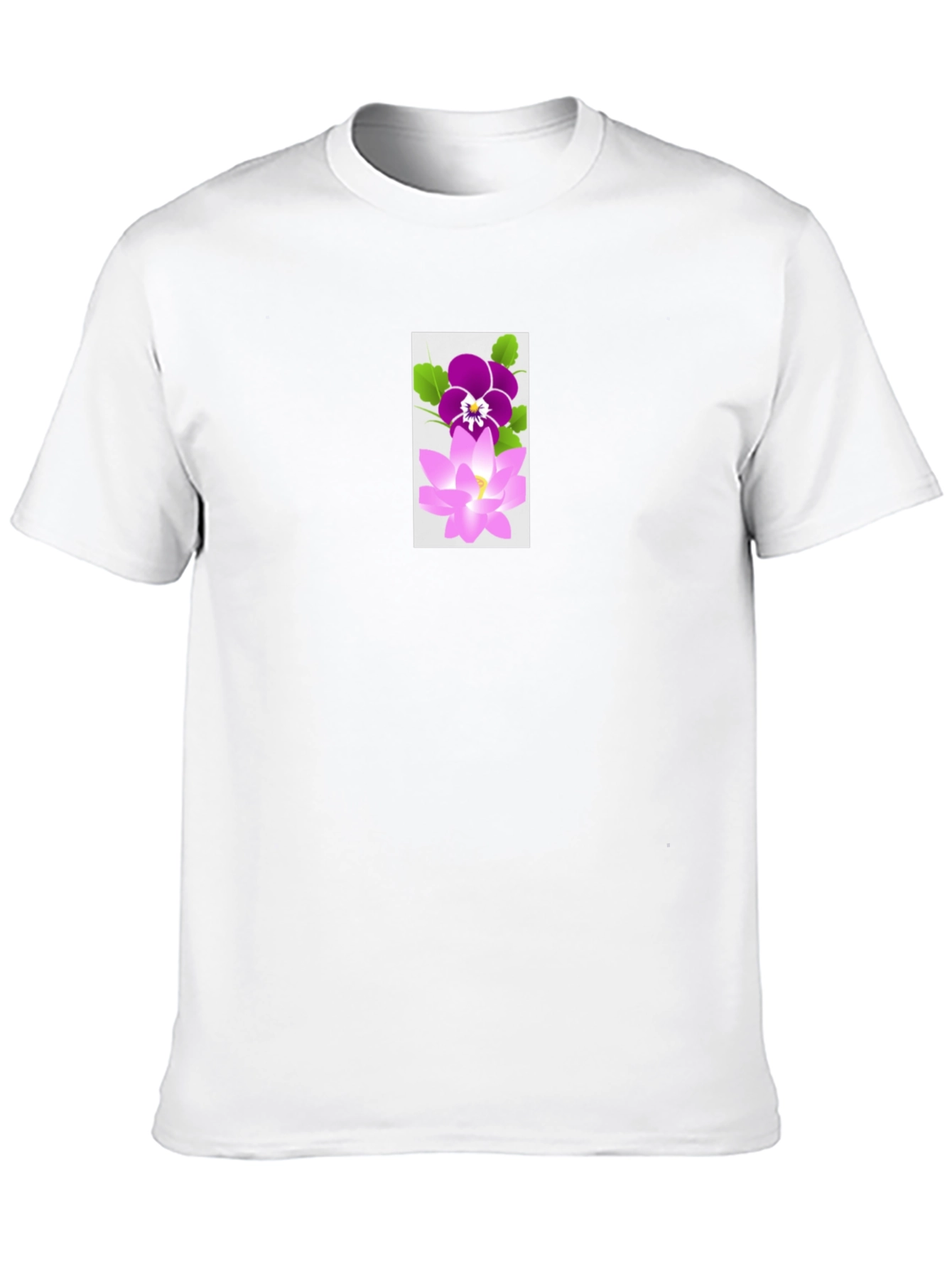 Black T-Shirt with Flower Design
