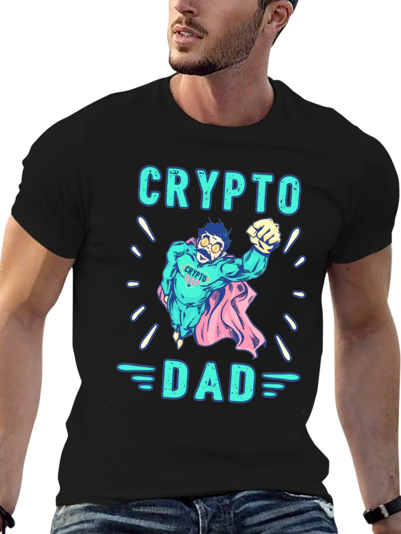 Crypto Dad Black Graphic T-Shirt