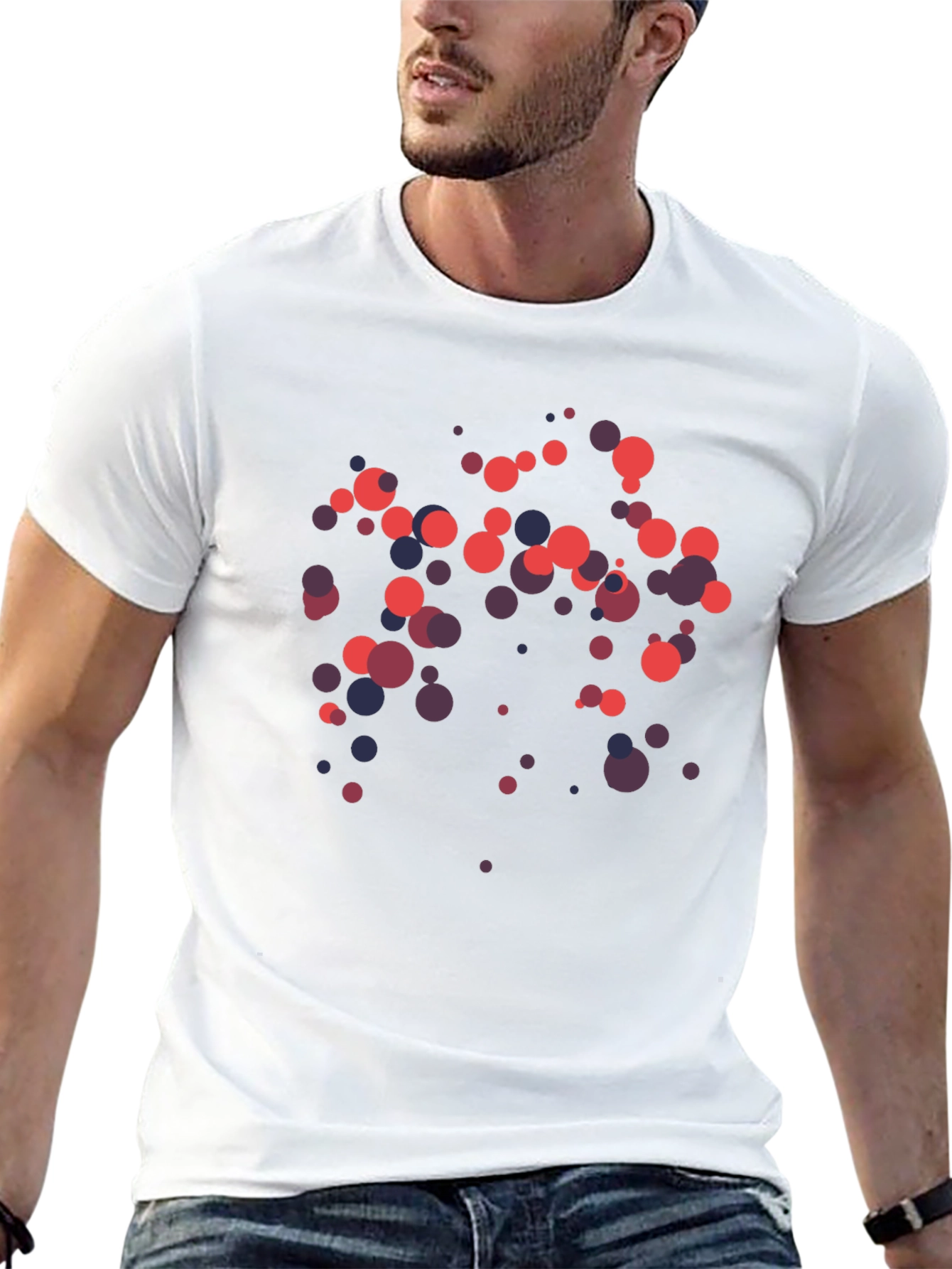Abstract Polka Dot Graphic Black T-Shirt