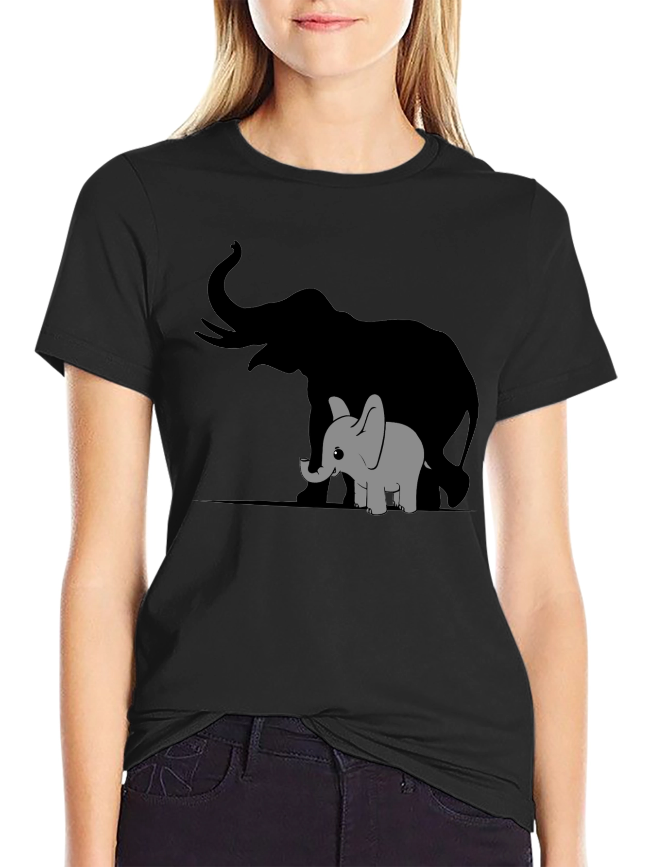 Elephant Family Graphic Tee - Black