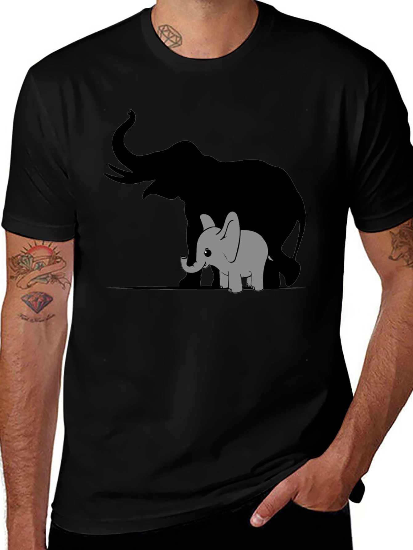 Elephant Family Graphic Tee - Black