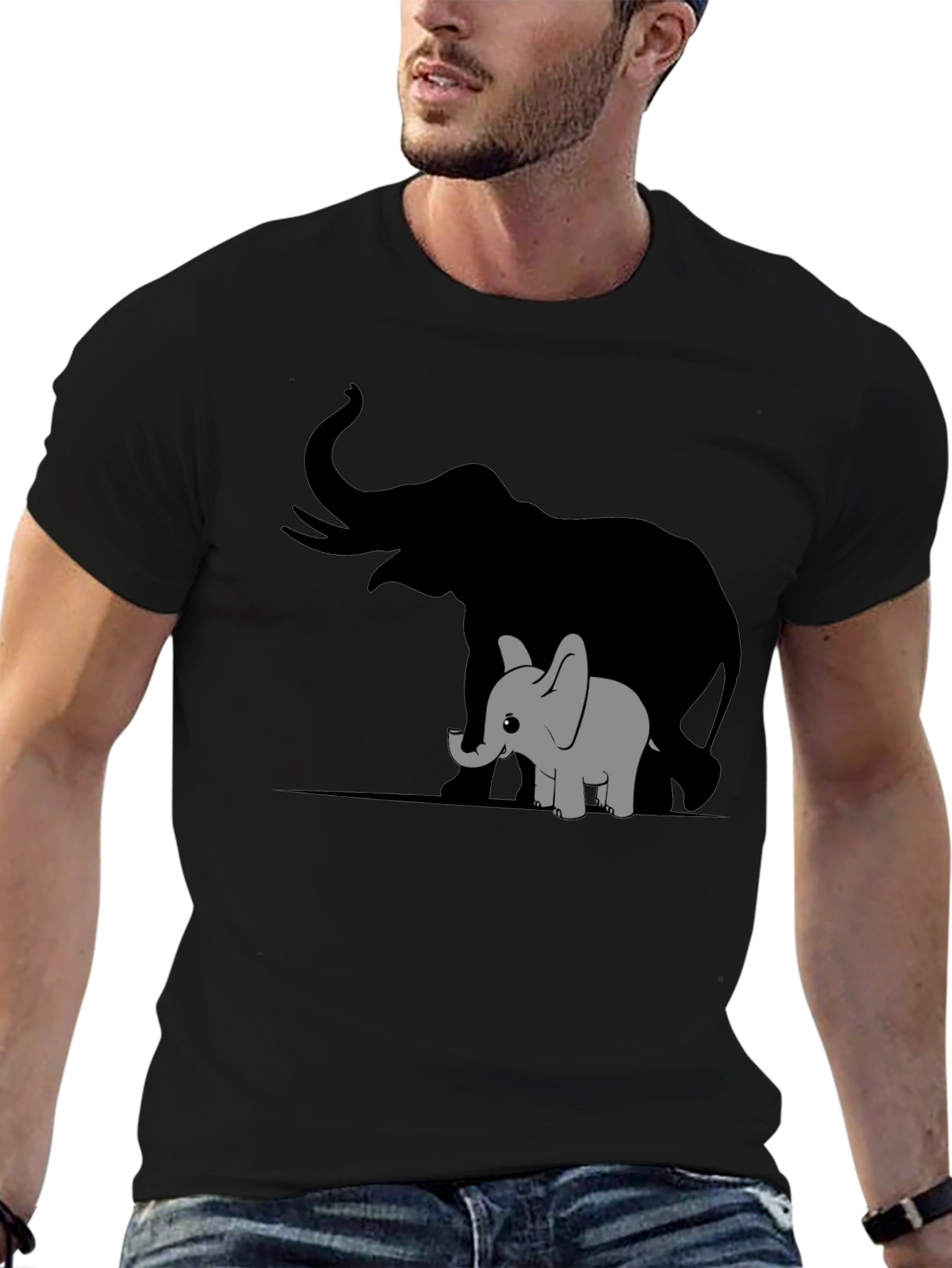 Elephant Family Graphic Tee - Black