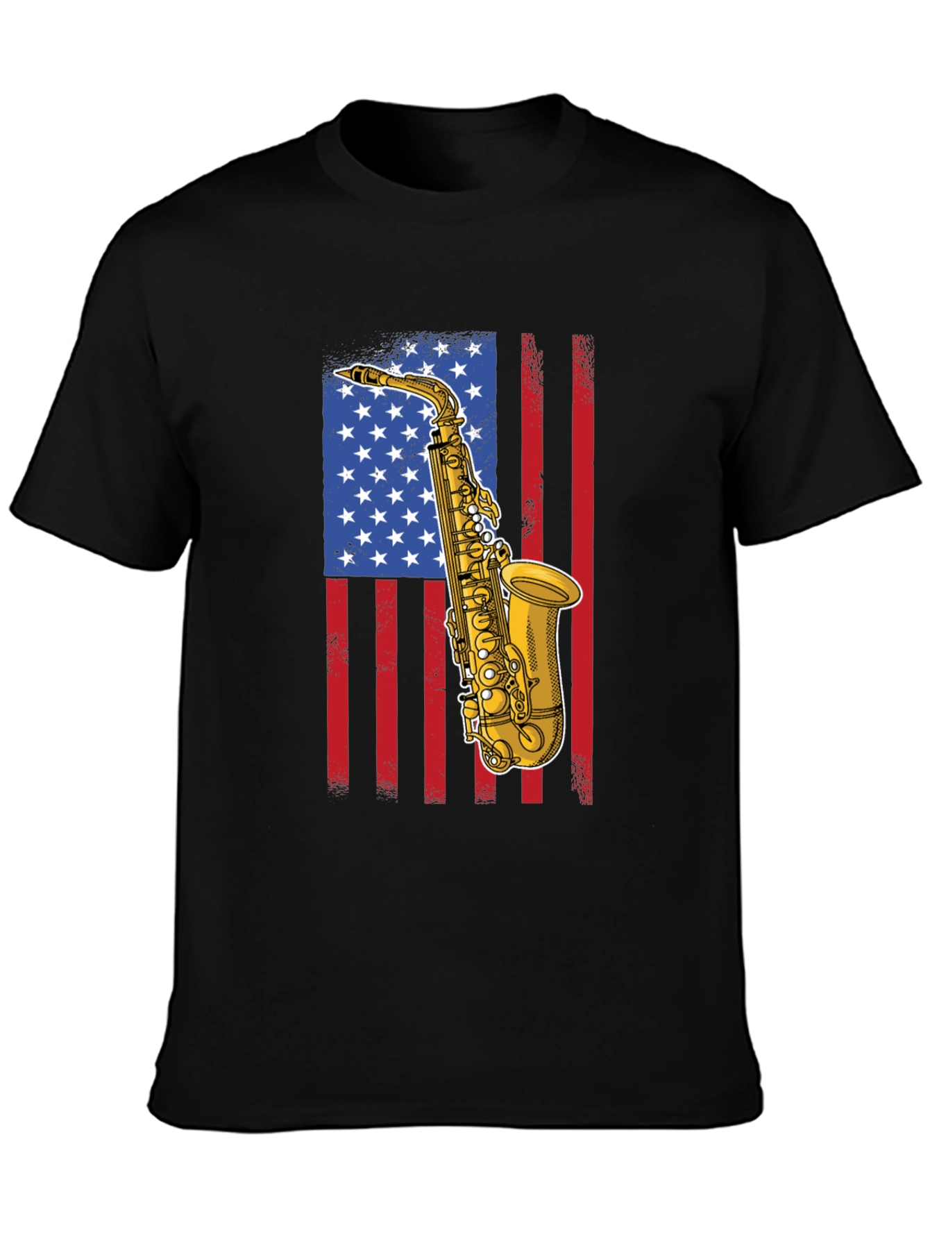 Saxophone American Flag Graphic Tee