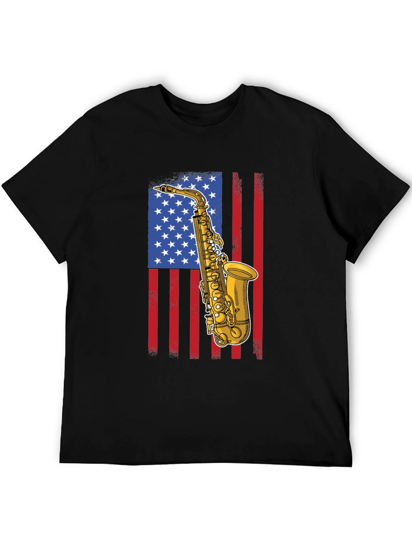 Saxophone American Flag Graphic Tee